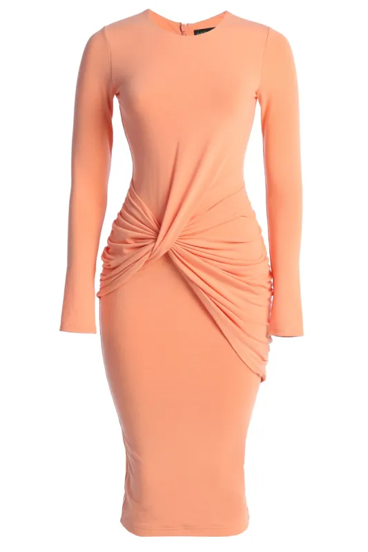 Jluxbasix Peach Modern Lovers Midi Dress sold by JLUXLABEL