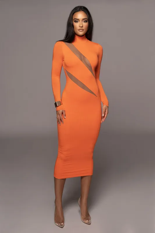 Tangerine Abigail Midi Dress sold by JLUXLABEL