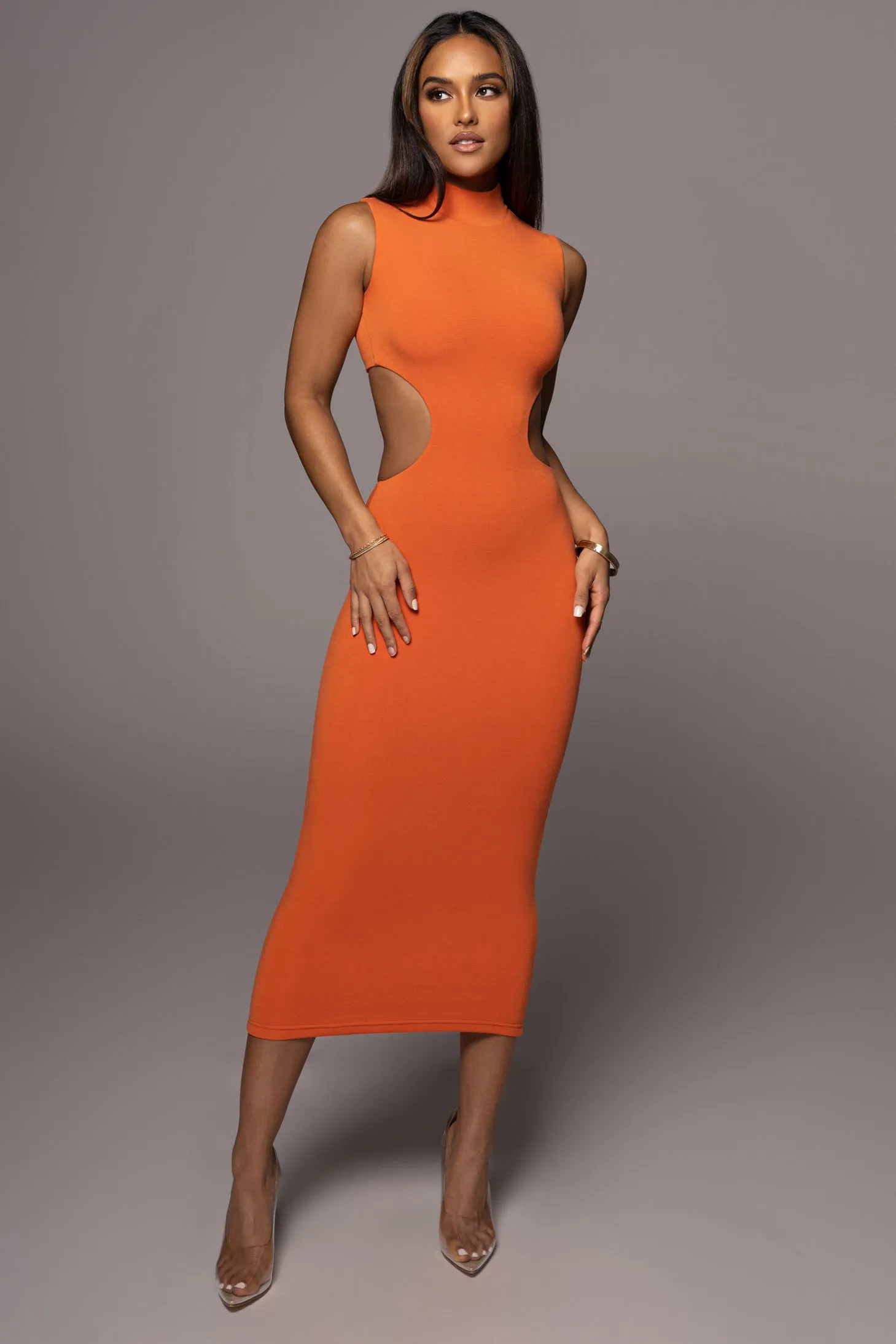 Orange Til Sunrise Midi Dress sold by JLUXLABEL