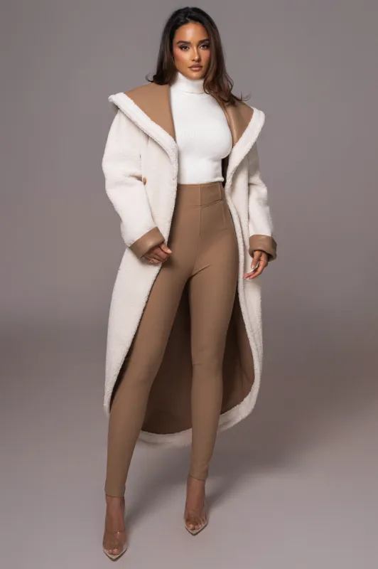 Tan Jaida Reversible Teddy Coat sold by JLUXLABEL