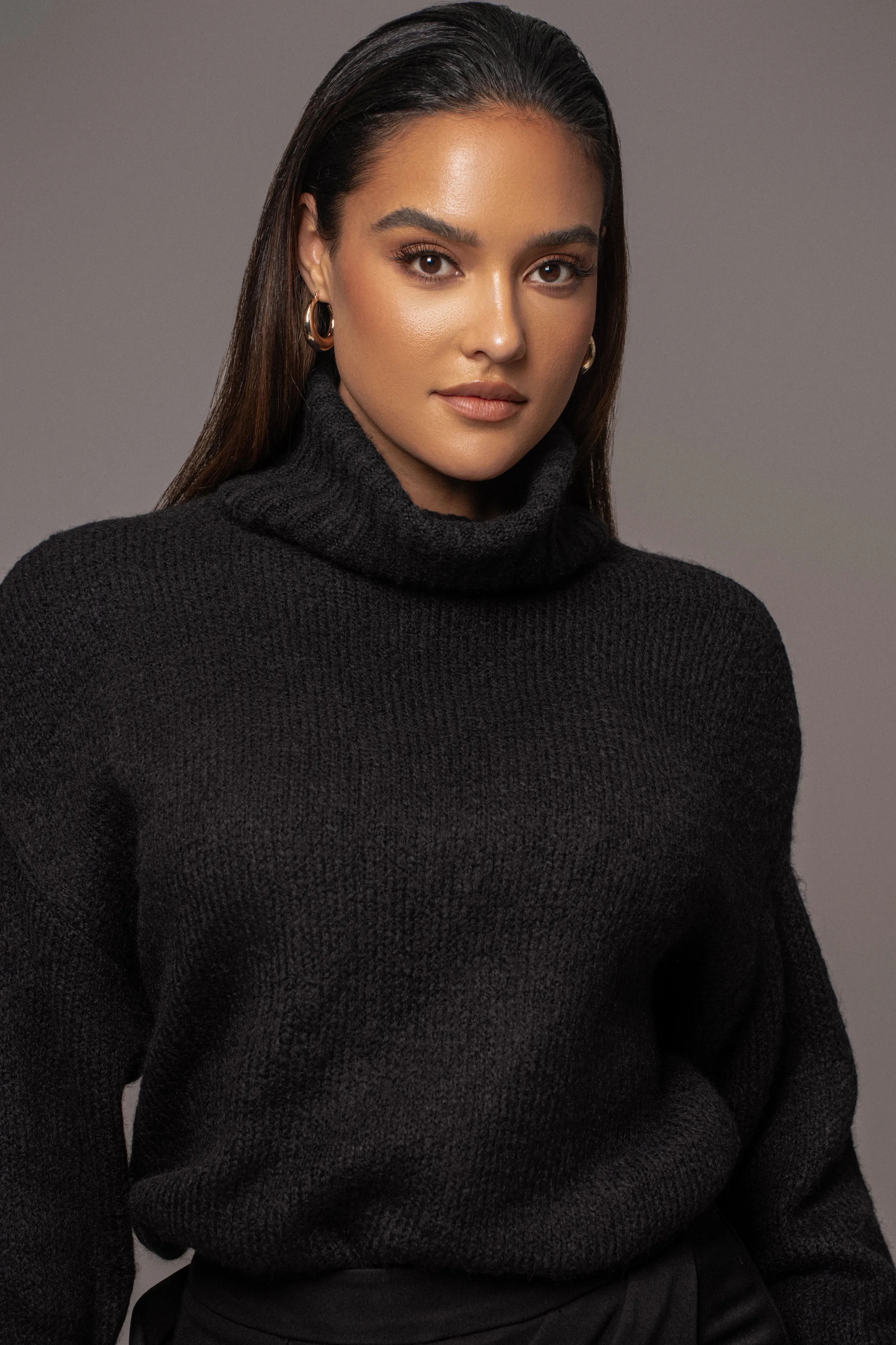 Black New Beginnings Oversized Turtleneck sold by JLUXLABEL product image thumbnail 3