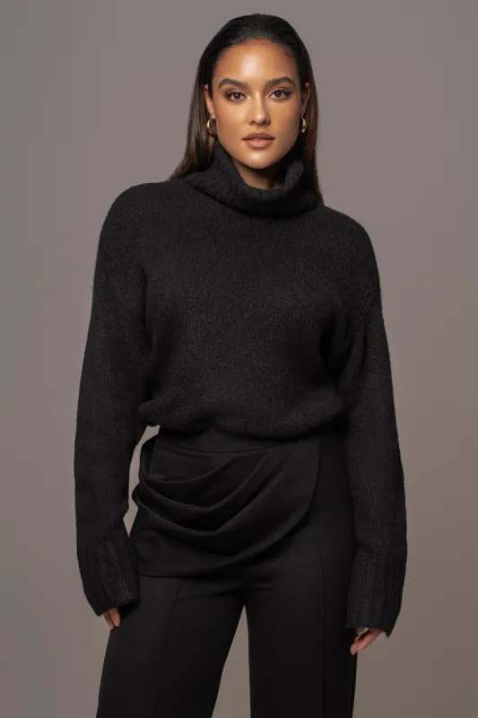 Black New Beginnings Oversized Turtleneck sold by JLUXLABEL