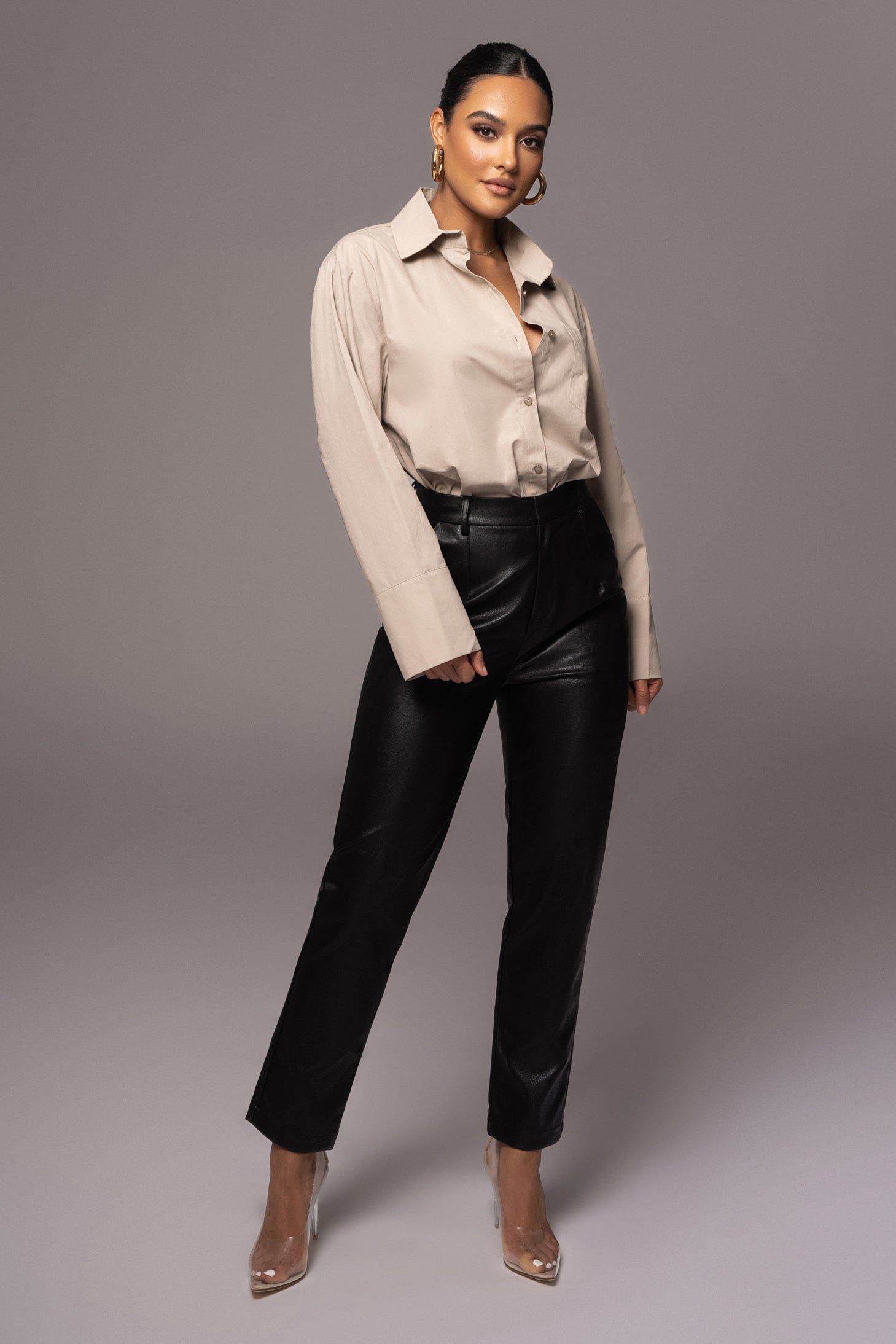 Khaki Classic Button Up Shirt sold by JLUXLABEL