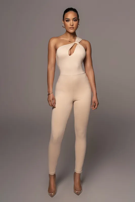 Cream Amirah Keyhole Jumpsuit sold by JLUXLABEL
