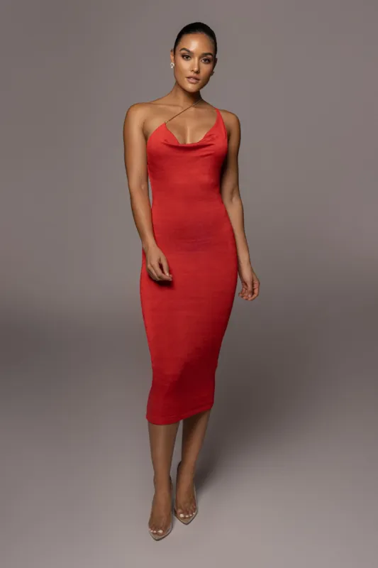 Red Modern Muse Midi Dress sold by JLUXLABEL