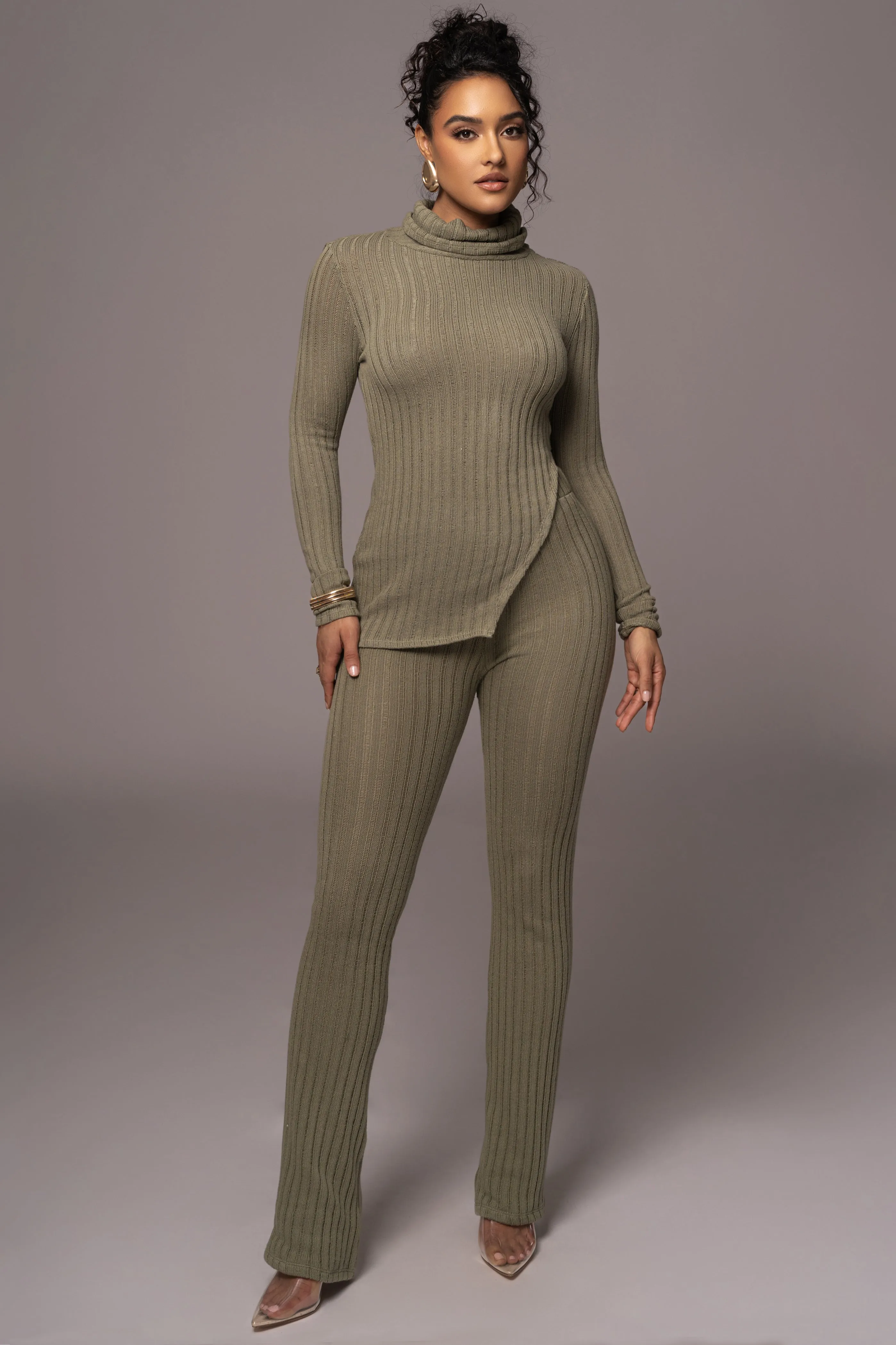 Olive One Call Away Ribbed Turtleneck Top sold by JLUXLABEL product image thumbnail 2