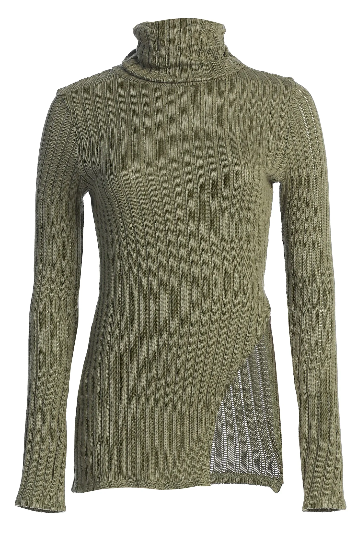 Olive One Call Away Ribbed Turtleneck Top sold by JLUXLABEL product image thumbnail 3