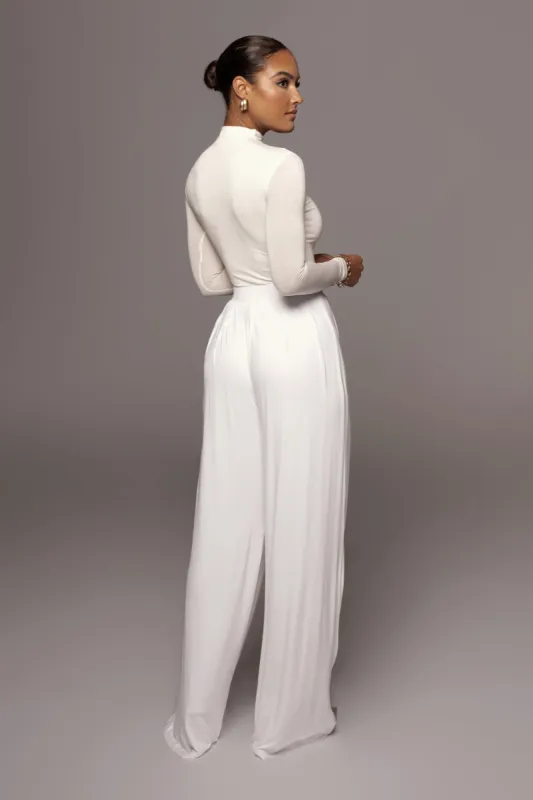 Jluxbasix White Devyn Wide Leg Pant sold by JLUXLABEL