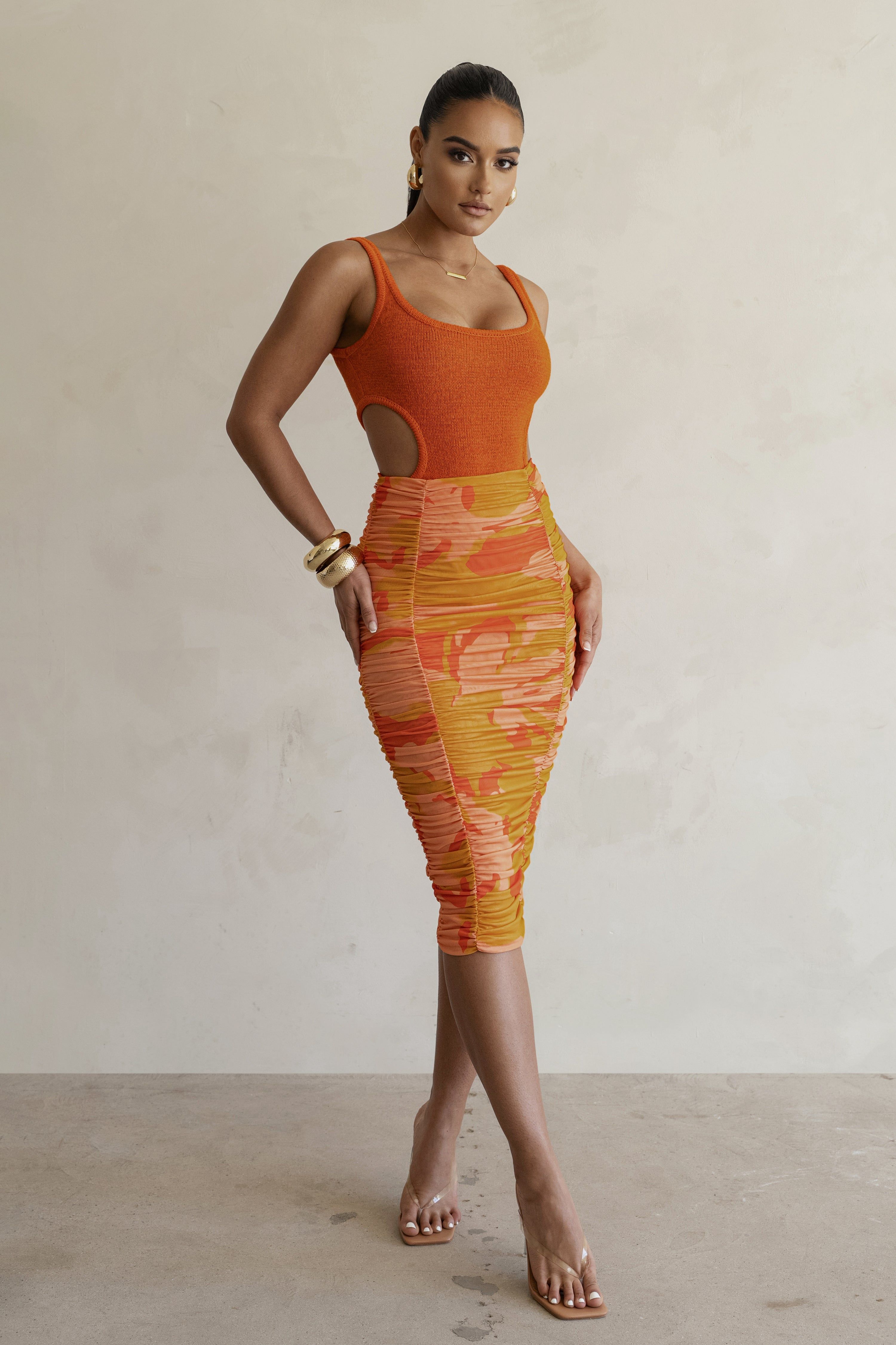 Orange Sunset Cut Out Bodysuit sold by JLUXLABEL product image thumbnail 4