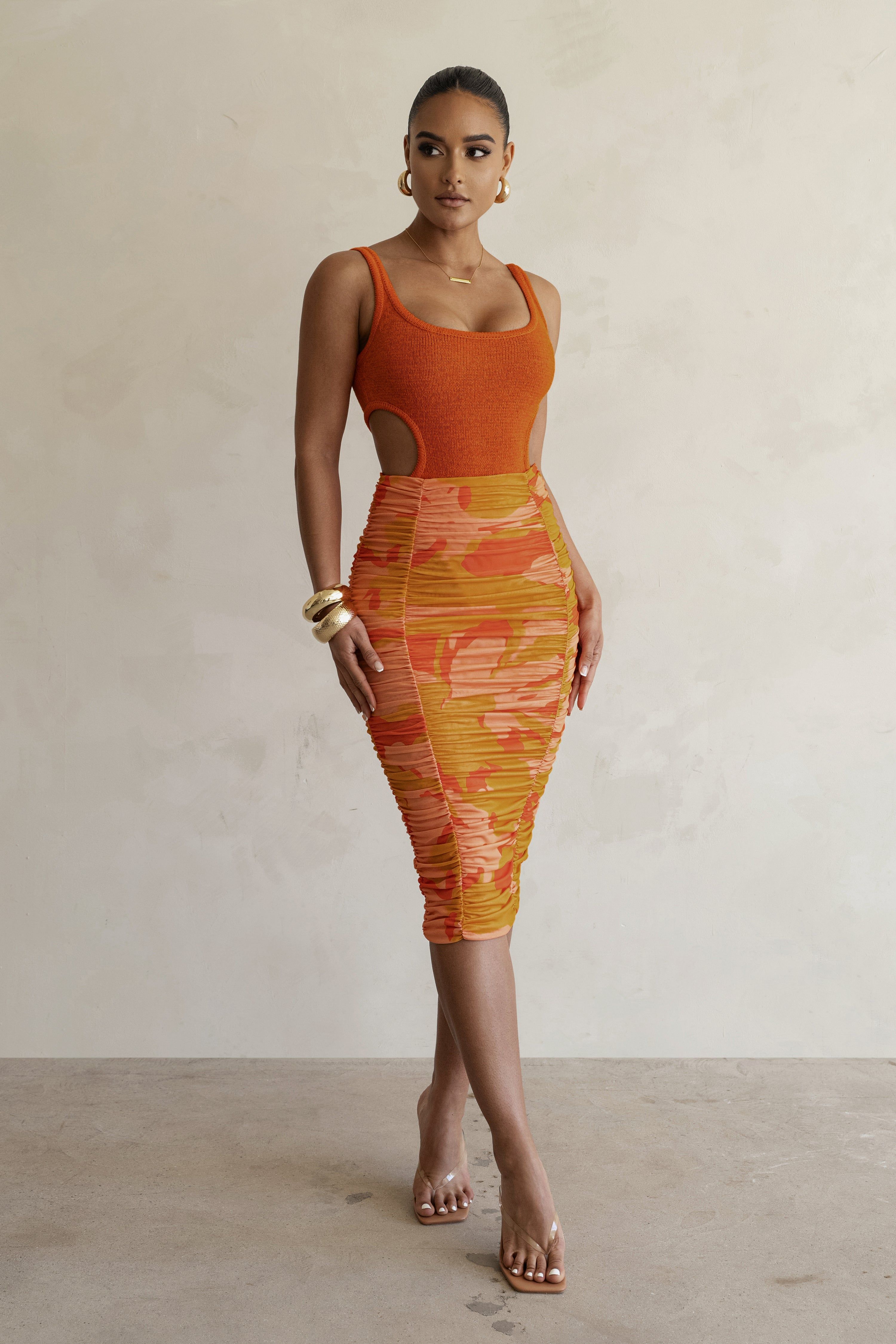 Orange Sunset Cut Out Bodysuit sold by JLUXLABEL product image thumbnail 2