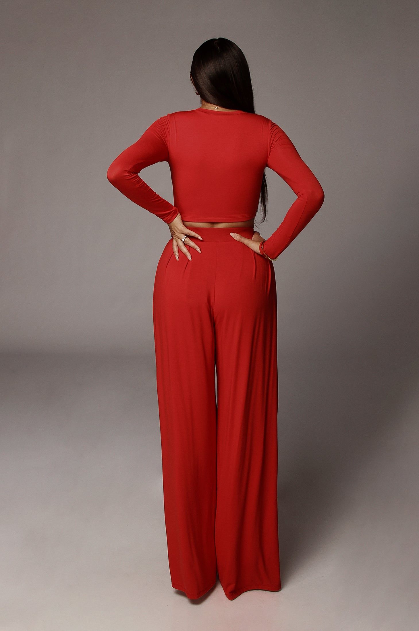 Jluxbasix Red Devyn Wide Leg Pants sold by JLUXLABEL product image thumbnail 4
