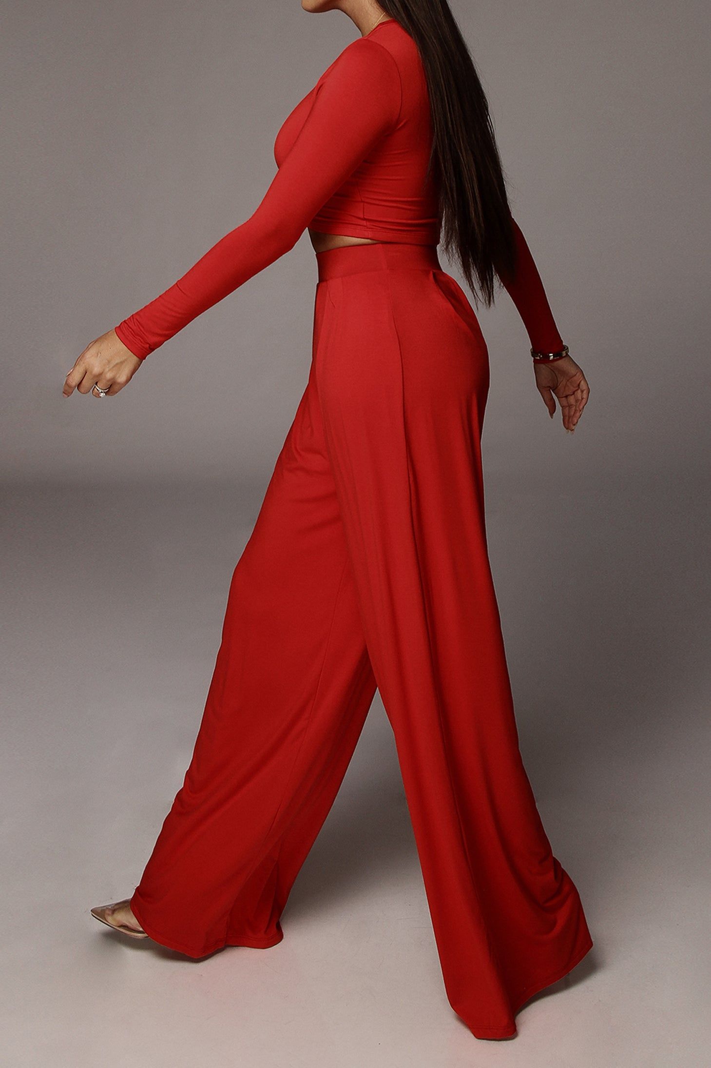 Jluxbasix Red Devyn Wide Leg Pants sold by JLUXLABEL product image thumbnail 3