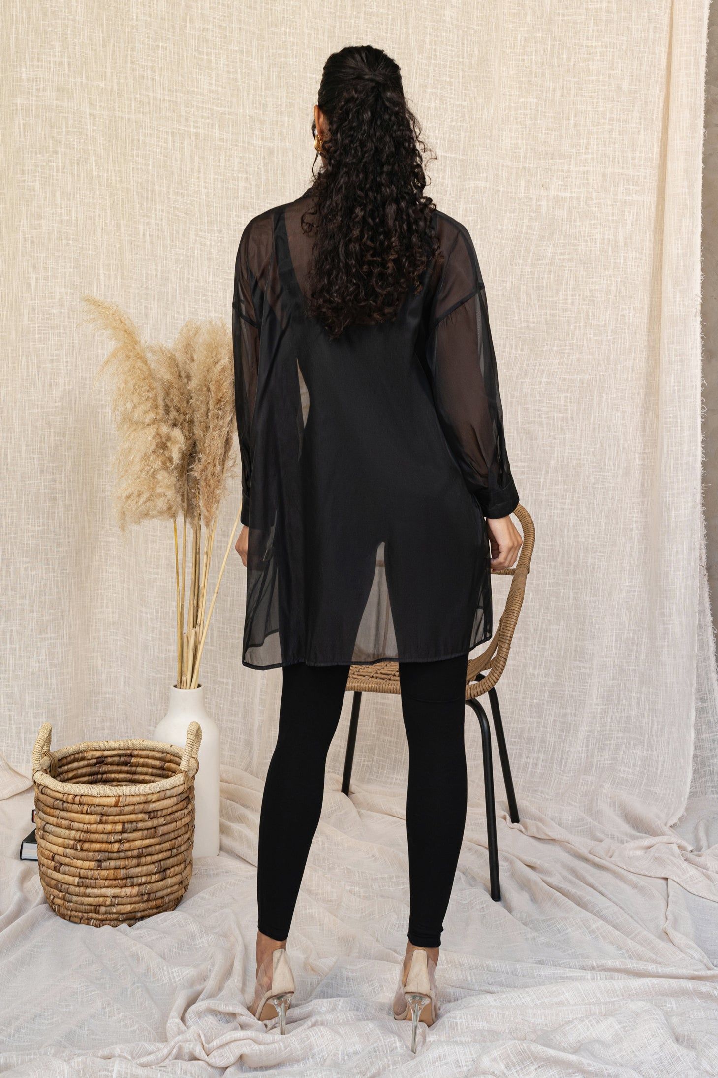 Black Blake Sheer Button Up sold by JLUXLABEL product image thumbnail 10