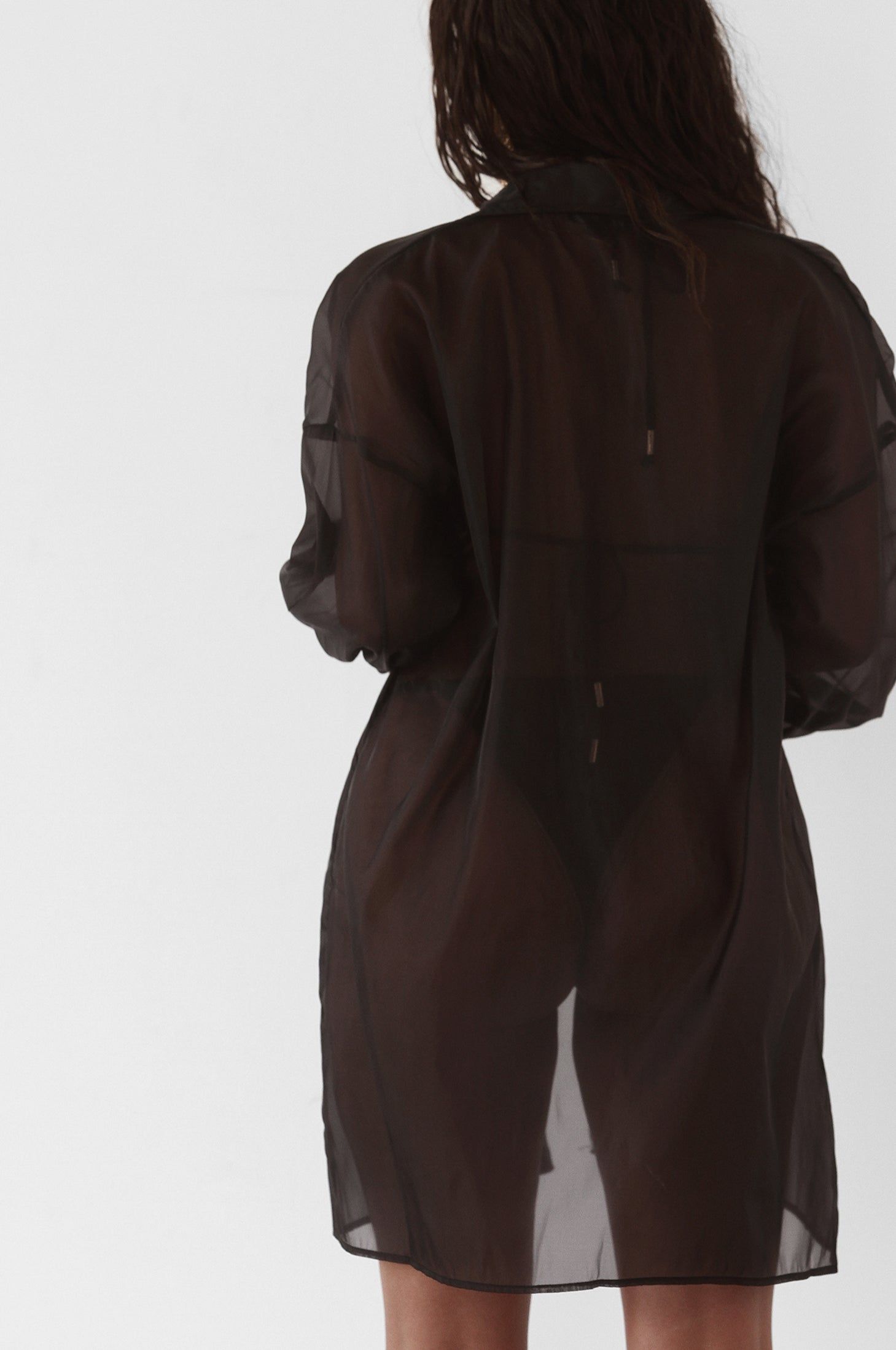 Black Blake Sheer Button Up sold by JLUXLABEL product image thumbnail 9