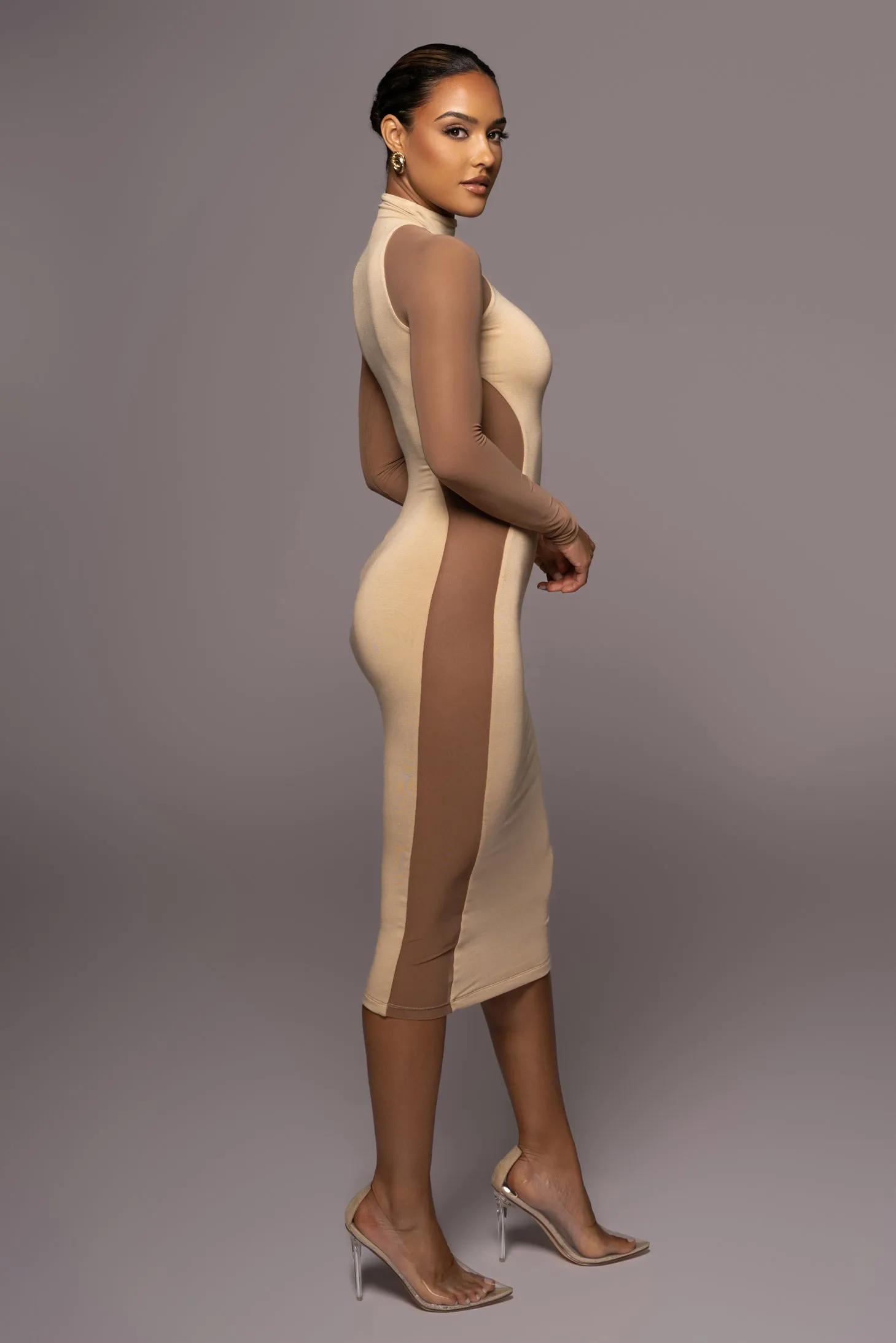 Tan Afterglow Midi Dress sold by JLUXLABEL product image thumbnail 3