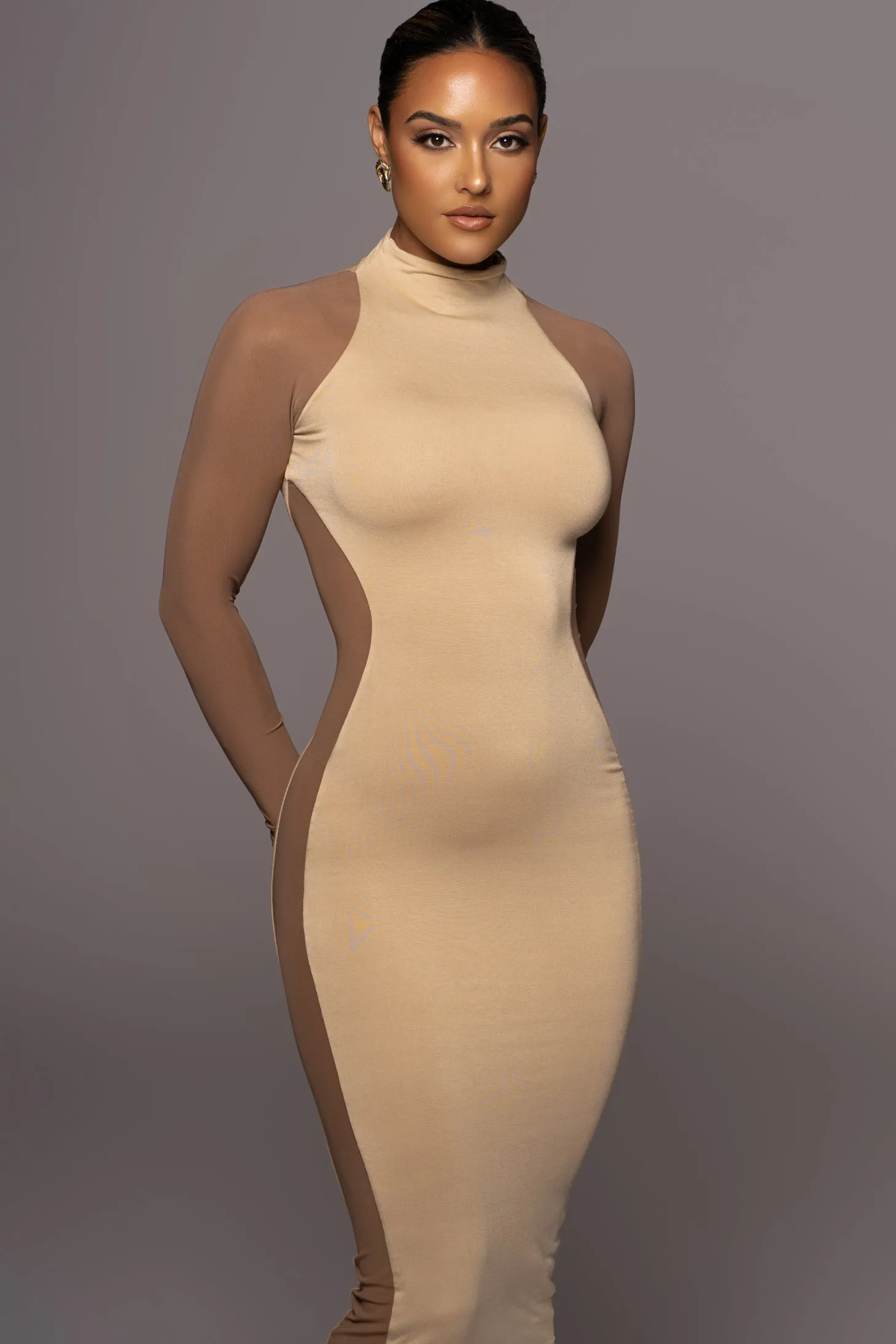 Tan Afterglow Midi Dress sold by JLUXLABEL product image thumbnail 5