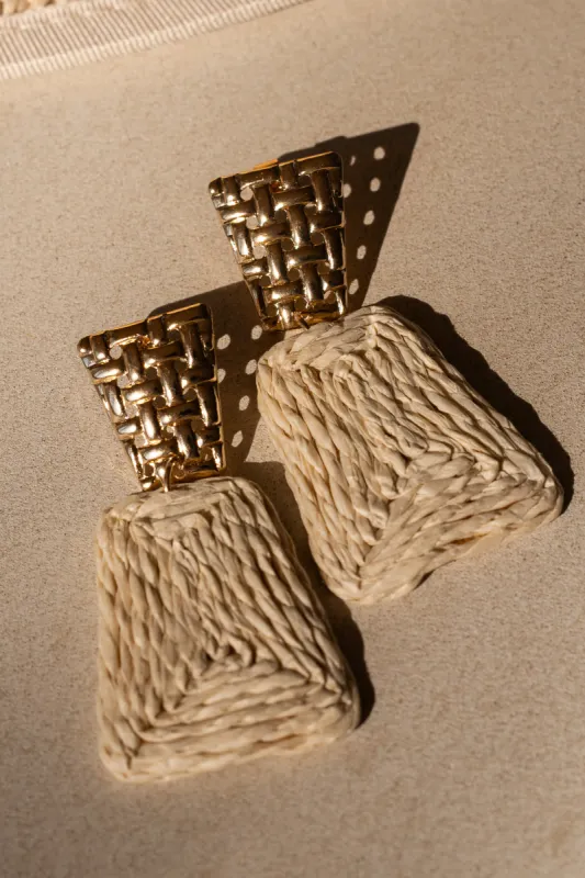Ivory Nala Raffia Earrings sold by JLUXLABEL