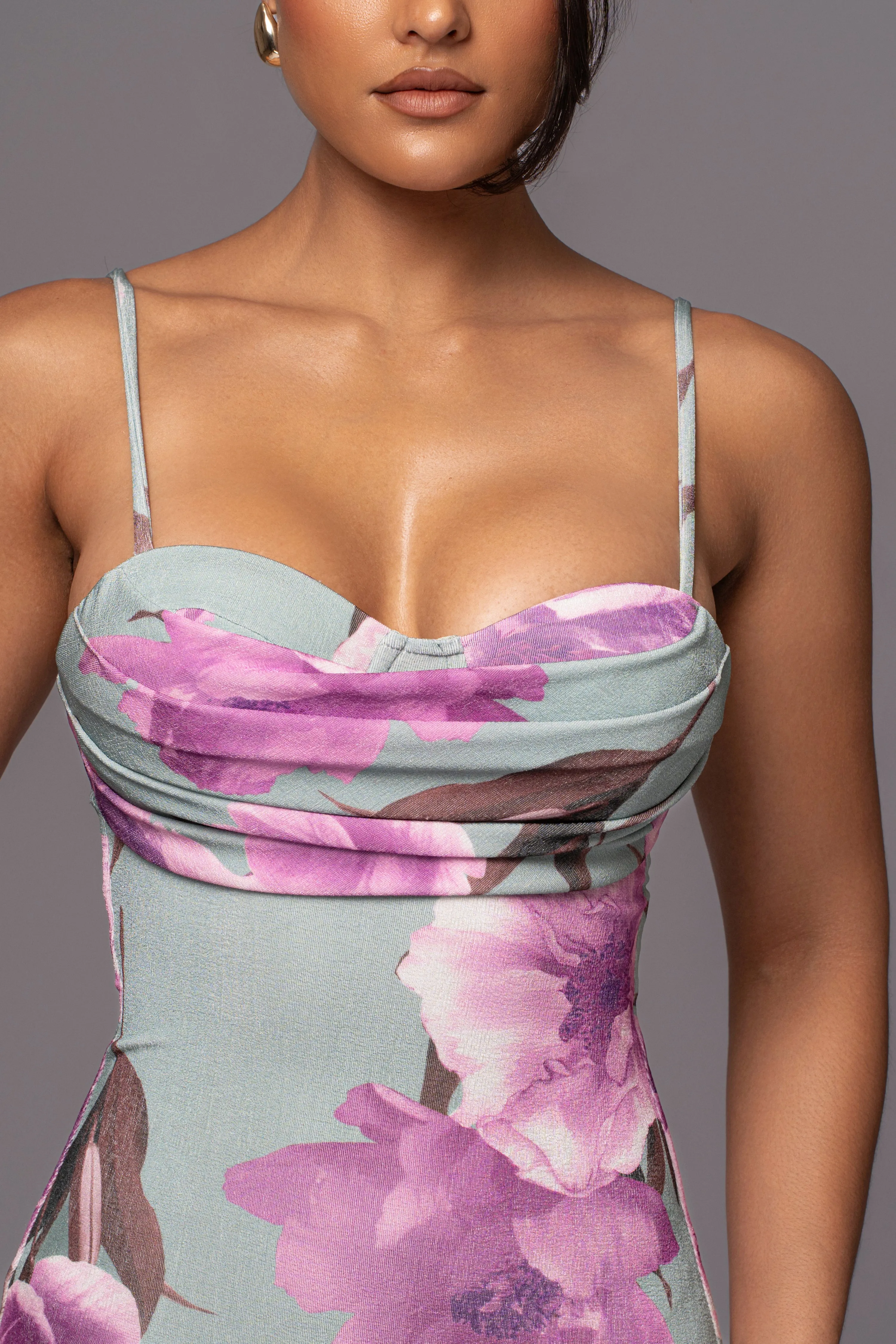 Sage Floral Slinky Visions Of You Maxi Dress sold by JLUXLABEL product image thumbnail 5