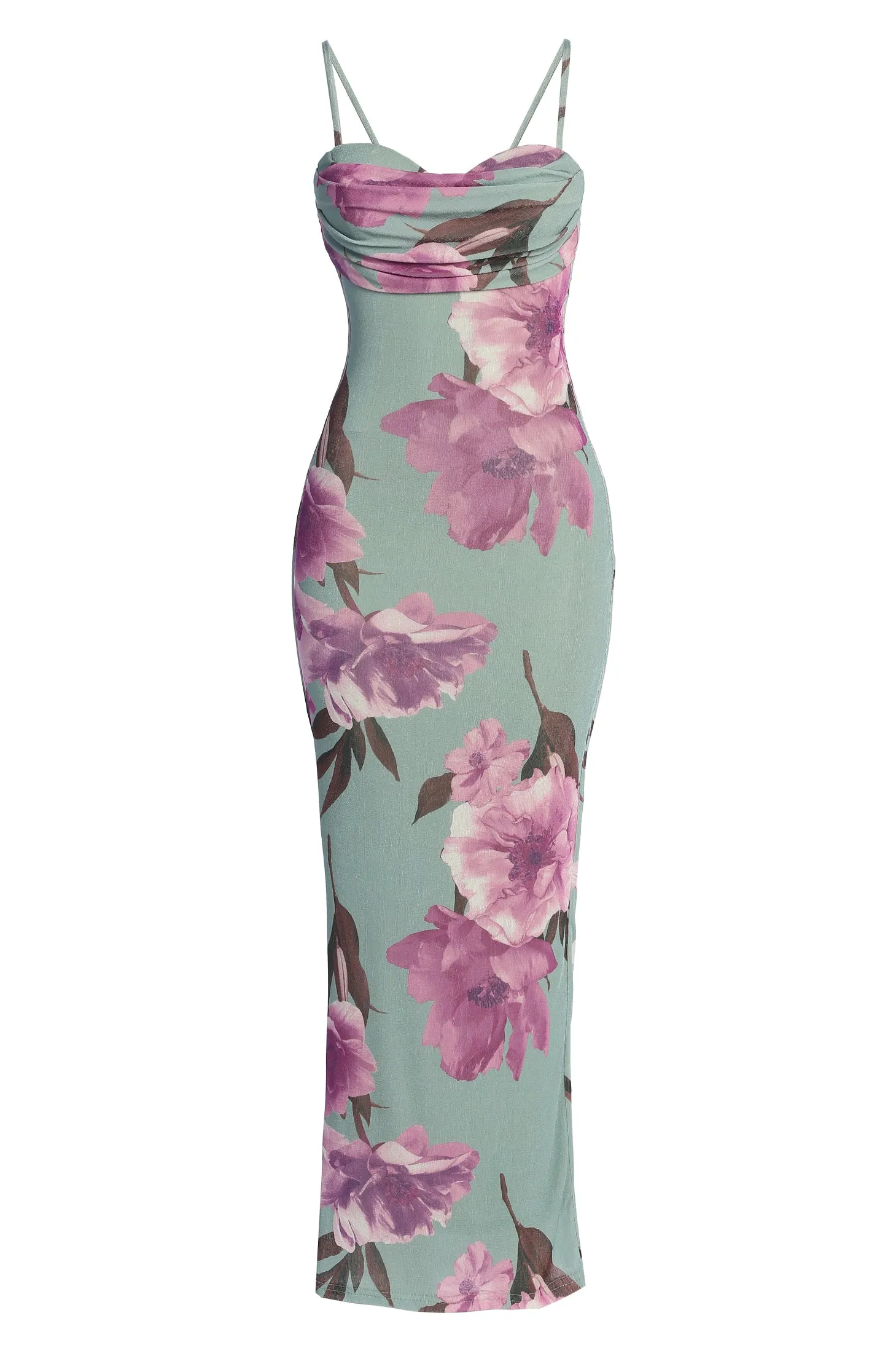 Sage Floral Slinky Visions Of You Maxi Dress sold by JLUXLABEL