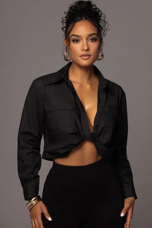 Black Castella Twist Front Top sold by JLUXLABEL