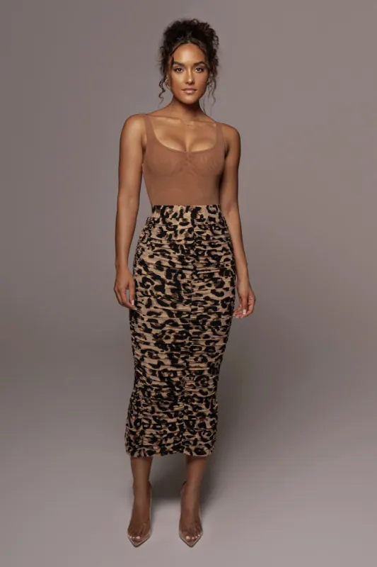 Leopard Halow Ruched Skirt sold by JLUXLABEL