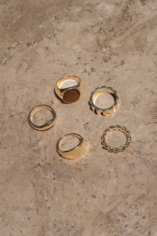 Gold Christa 5-Piece Ring Set sold by JLUXLABEL