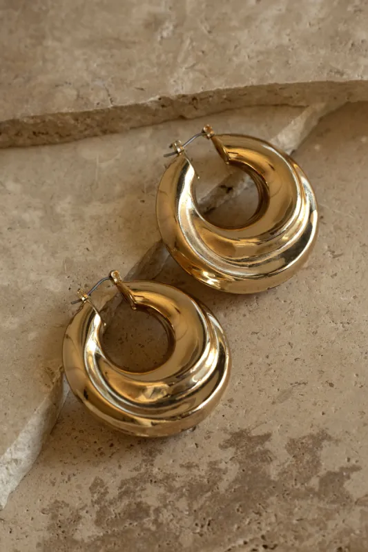 Gold Kerri Hoop Earrings sold by JLUXLABEL