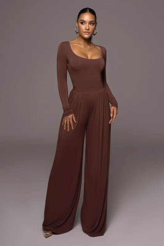 Jluxbasix Chocolate Devyn Wide Leg Pants sold by JLUXLABEL