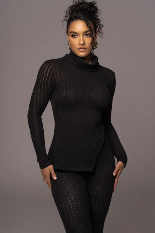 Black One Call Away Ribbed Turtleneck Top sold by JLUXLABEL