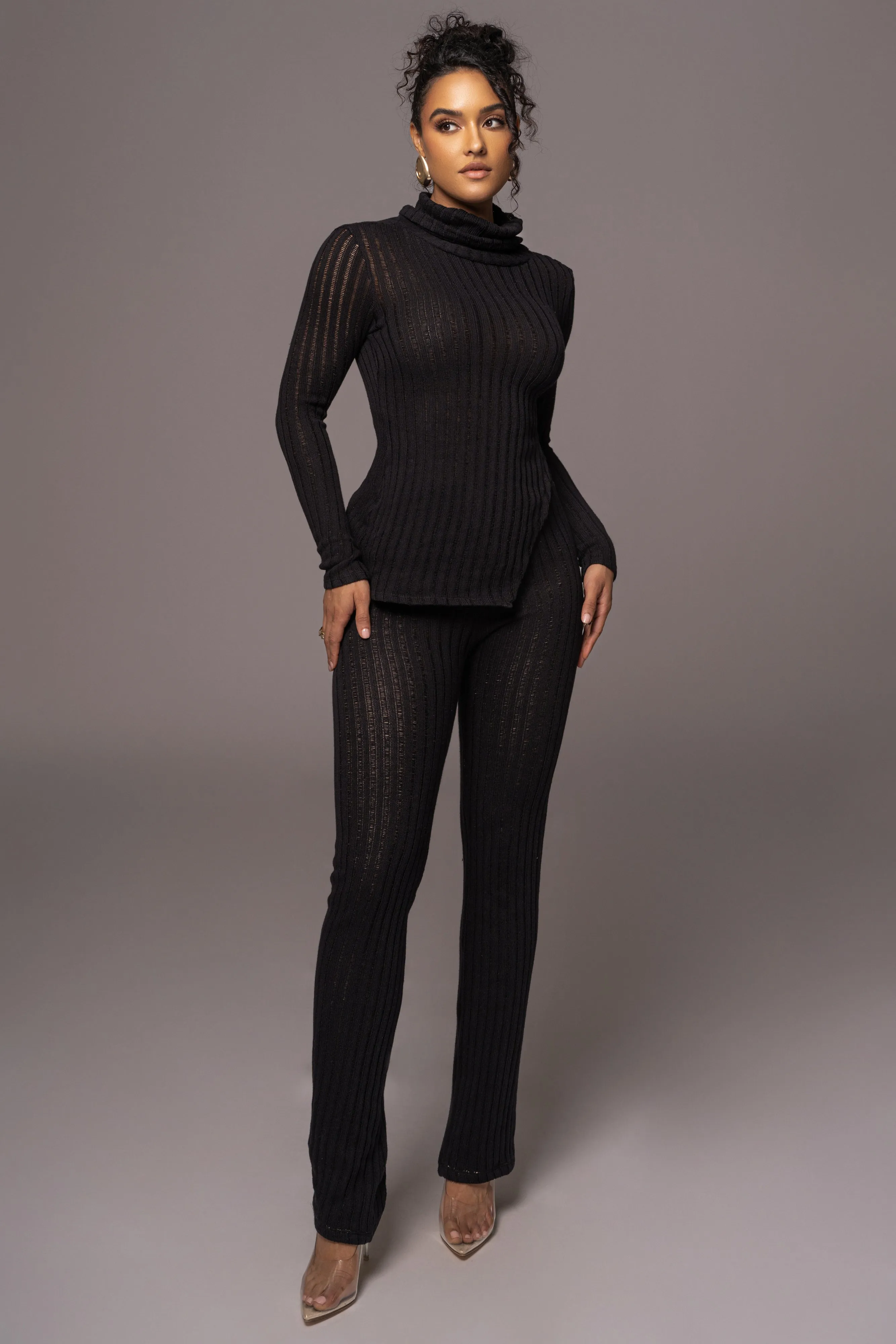 Black One Call Away Ribbed Turtleneck Top sold by JLUXLABEL product image thumbnail 2