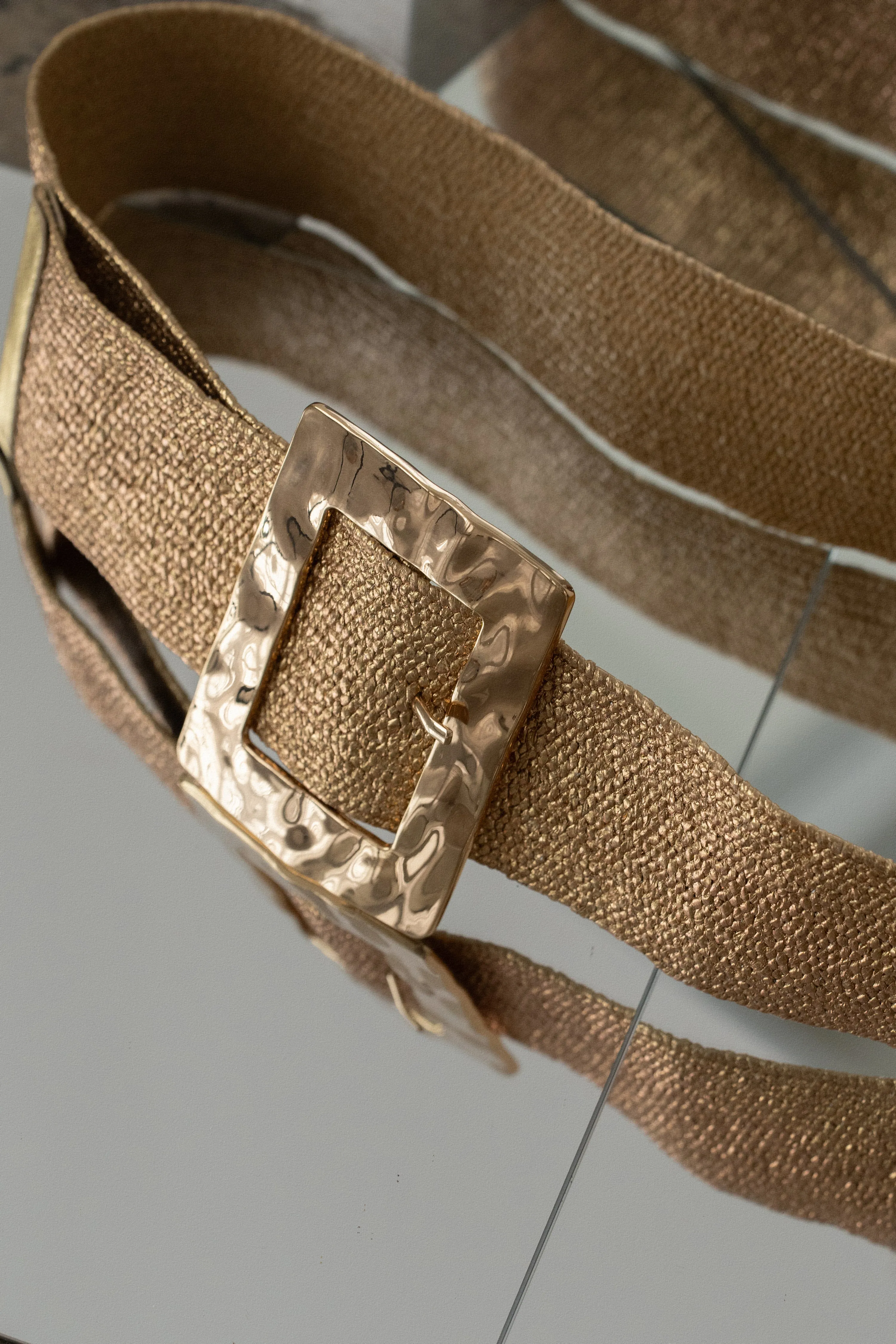 Gold Rectangle Buckle Woven Belt sold by JLUXLABEL product image thumbnail 4