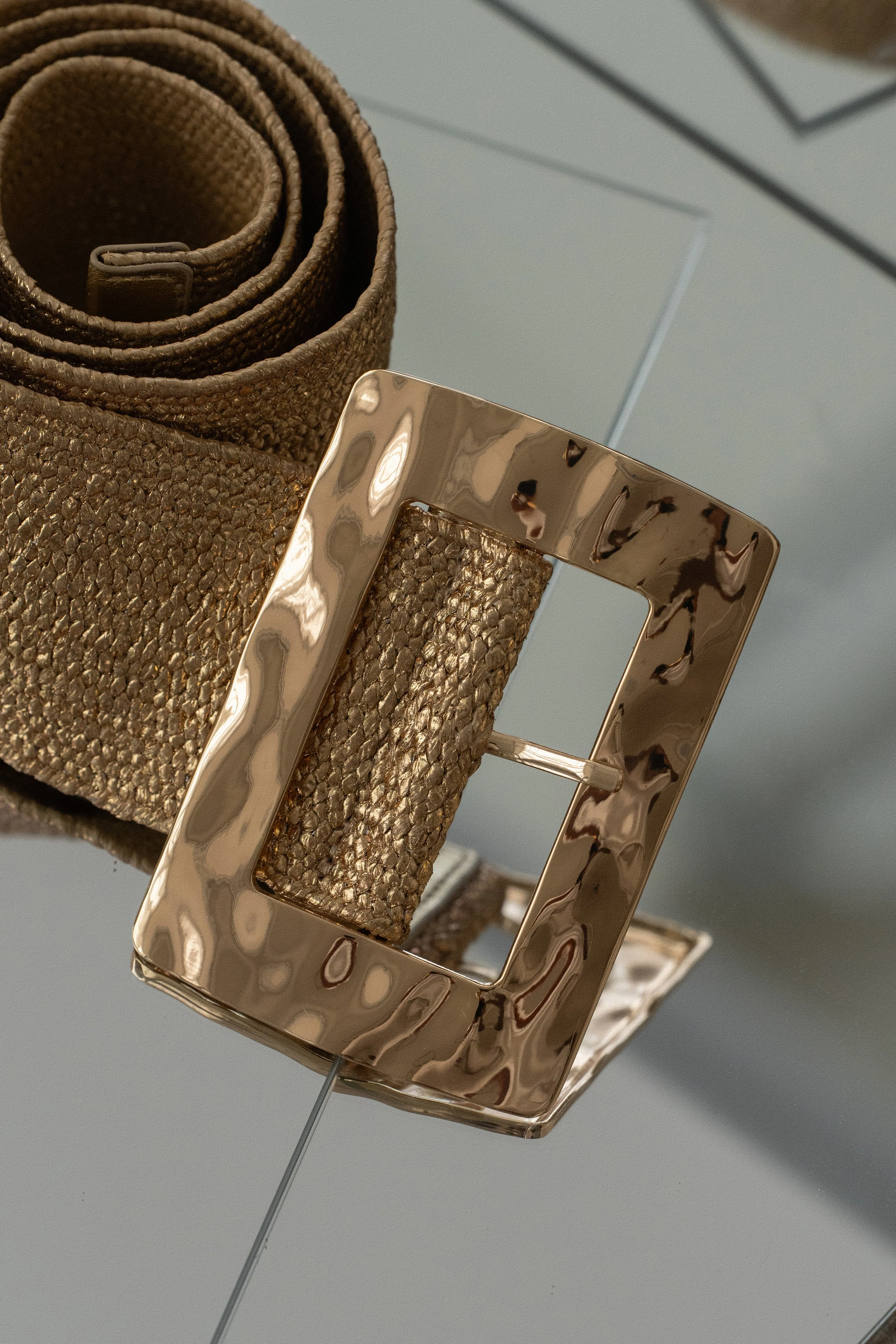 Gold Rectangle Buckle Woven Belt sold by JLUXLABEL product image thumbnail 3