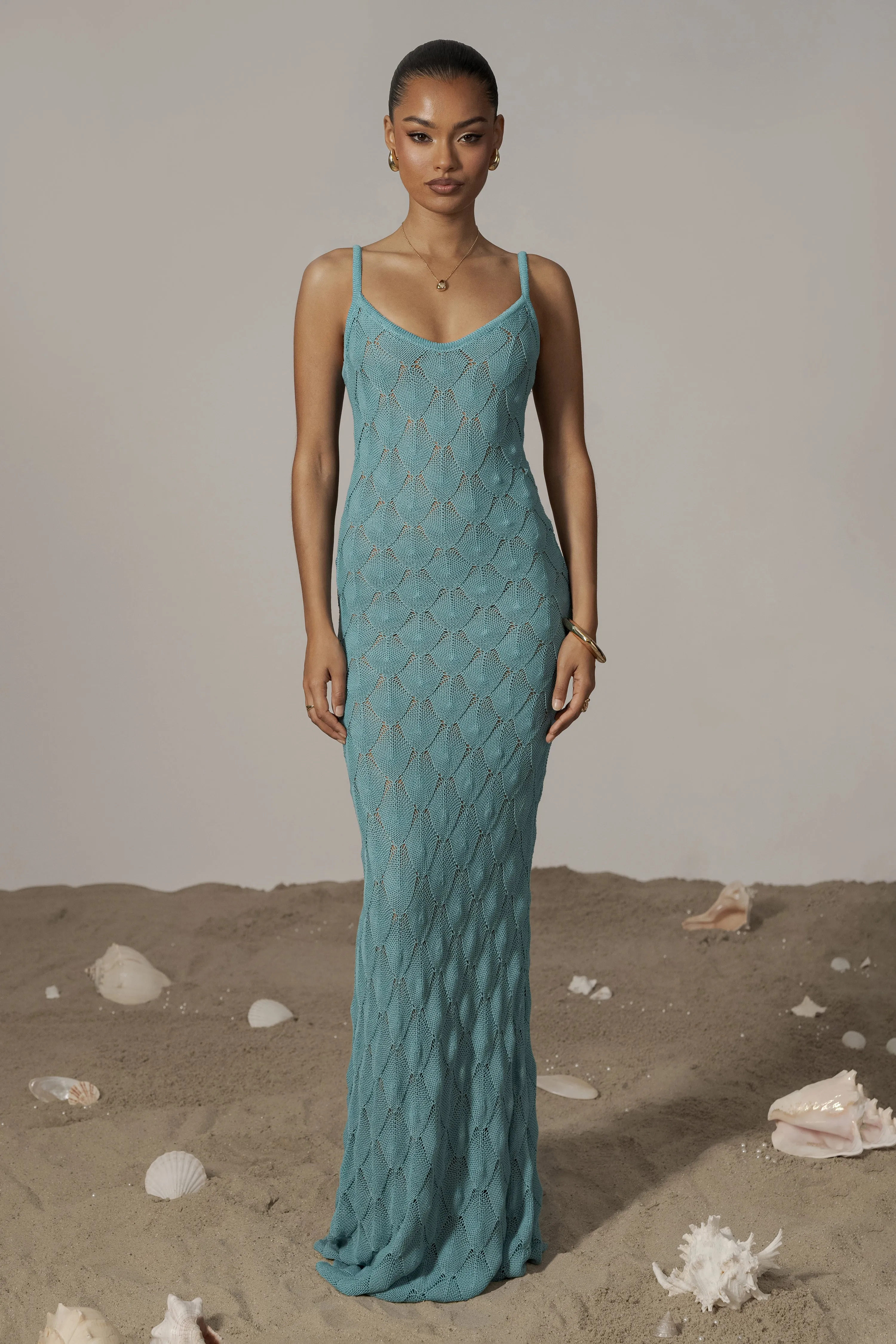 Aqua Gabriela Knit Maxi Dress sold by JLUXLABEL