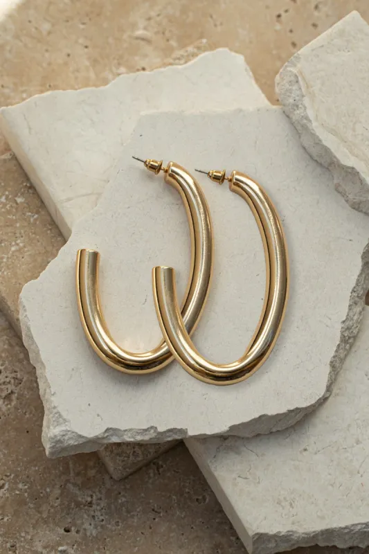 Gold Tamika Hoop Earrings sold by JLUXLABEL