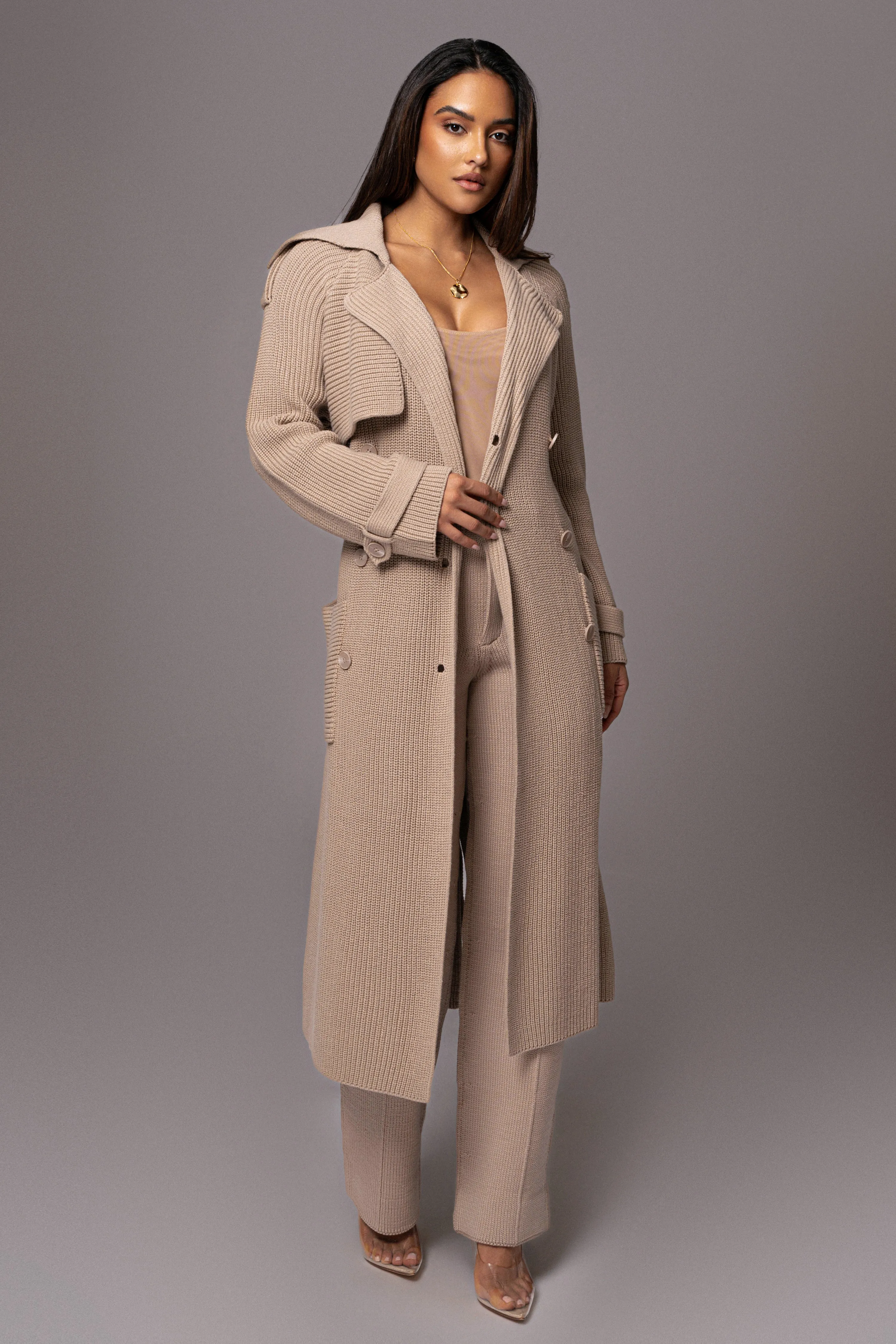 Beige Maxinne Knit Coat sold by JLUXLABEL product image thumbnail 3