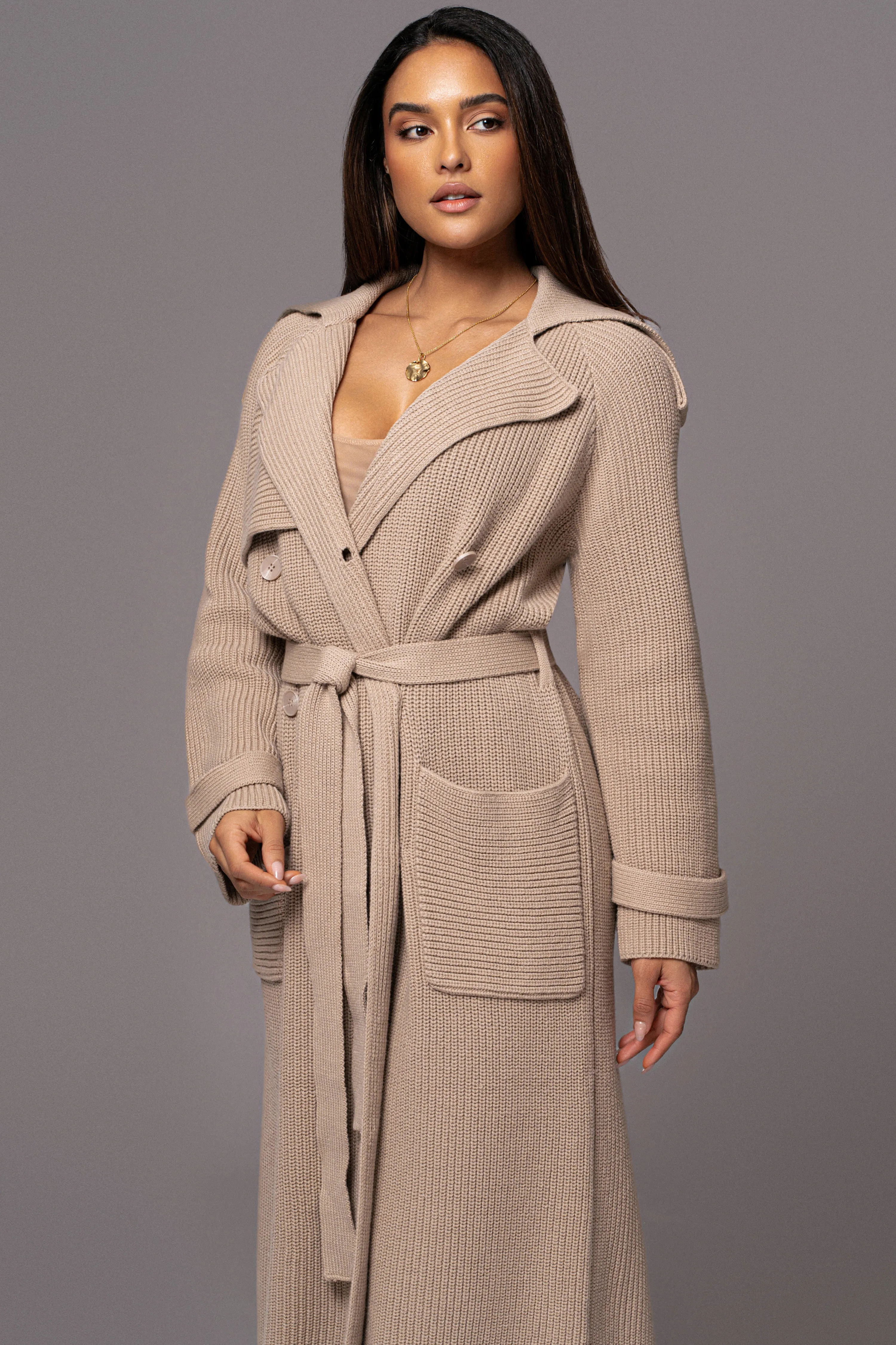 Beige Maxinne Knit Coat sold by JLUXLABEL product image thumbnail 2