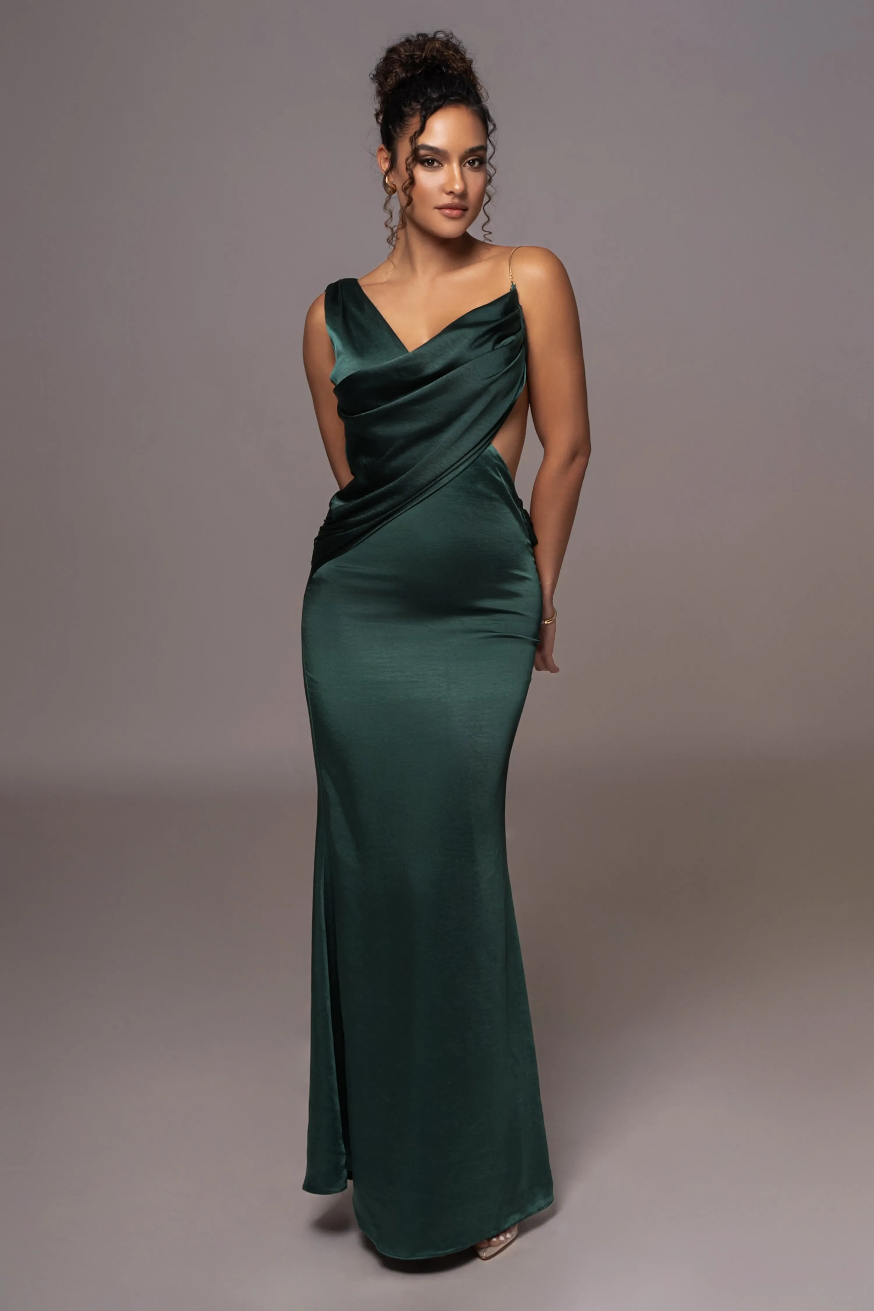 Green Satin Belle Maxi Dress sold by JLUXLABEL product image thumbnail 4