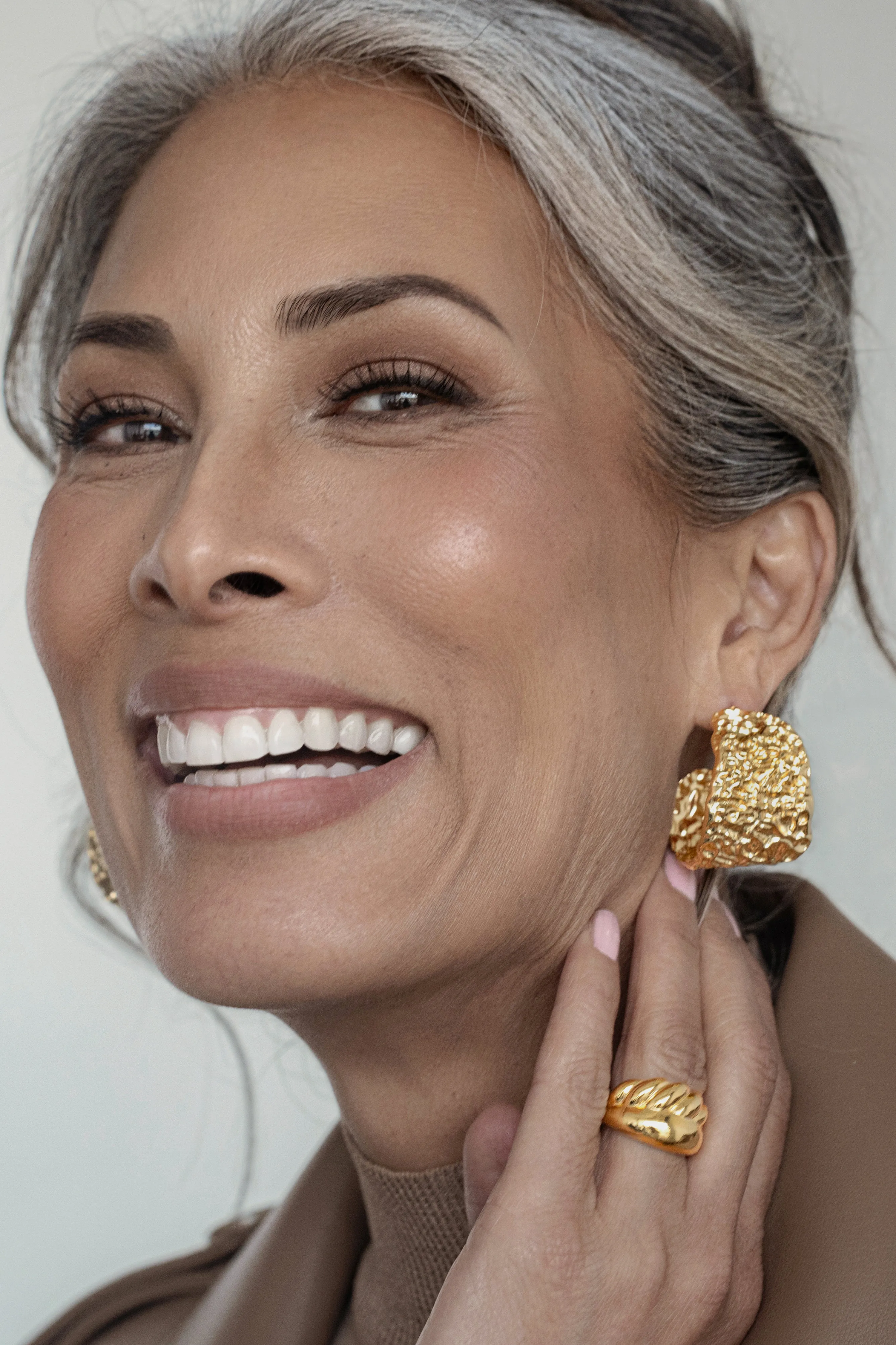 Gold Gilded Textured Hoop Earrings sold by JLUXLABEL product image thumbnail 5