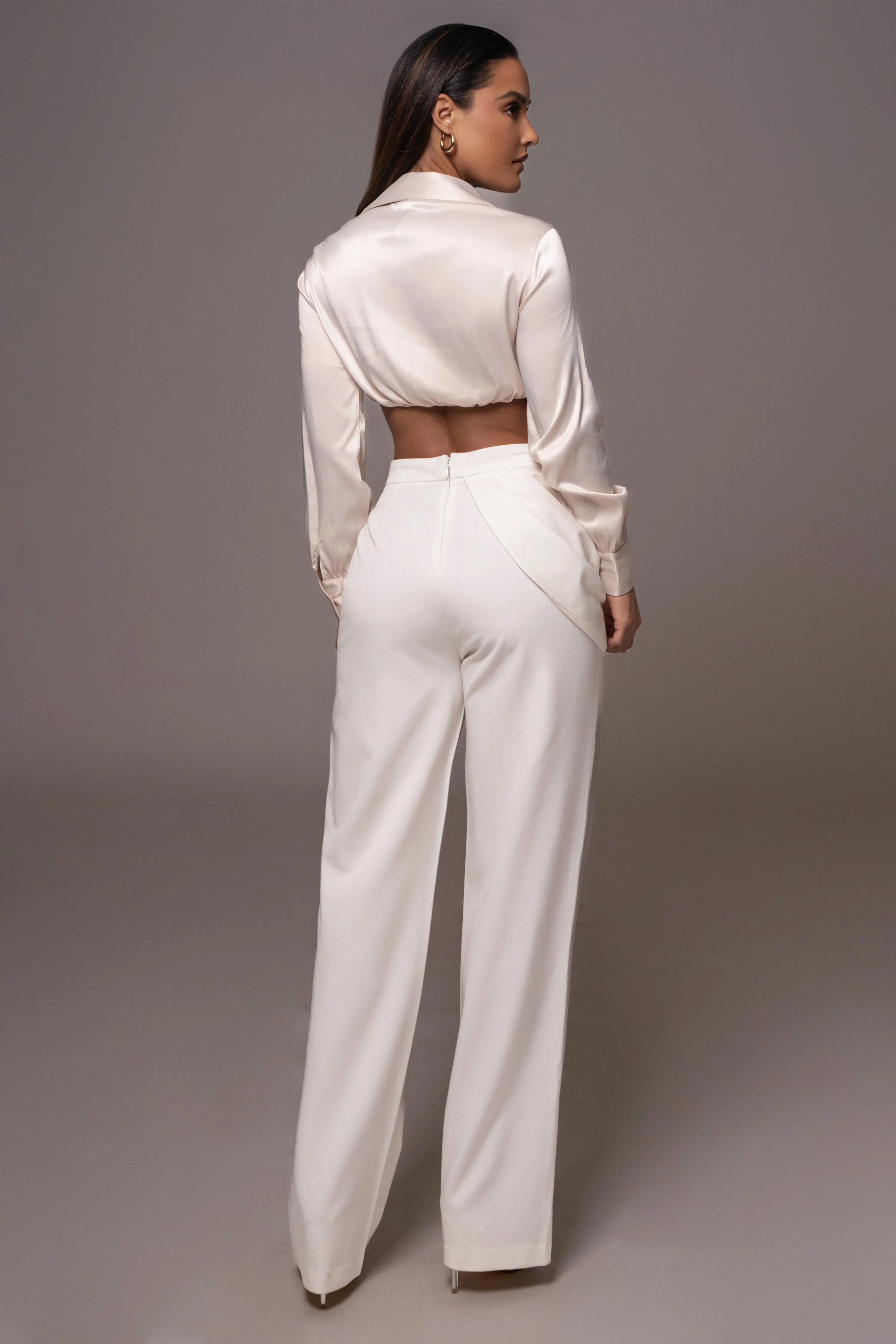 Cream Satin Twist Front Top sold by JLUXLABEL product image thumbnail 5