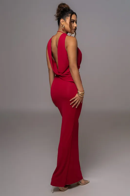 Red Infinite Allure Cowl Neck Dress sold by JLUXLABEL