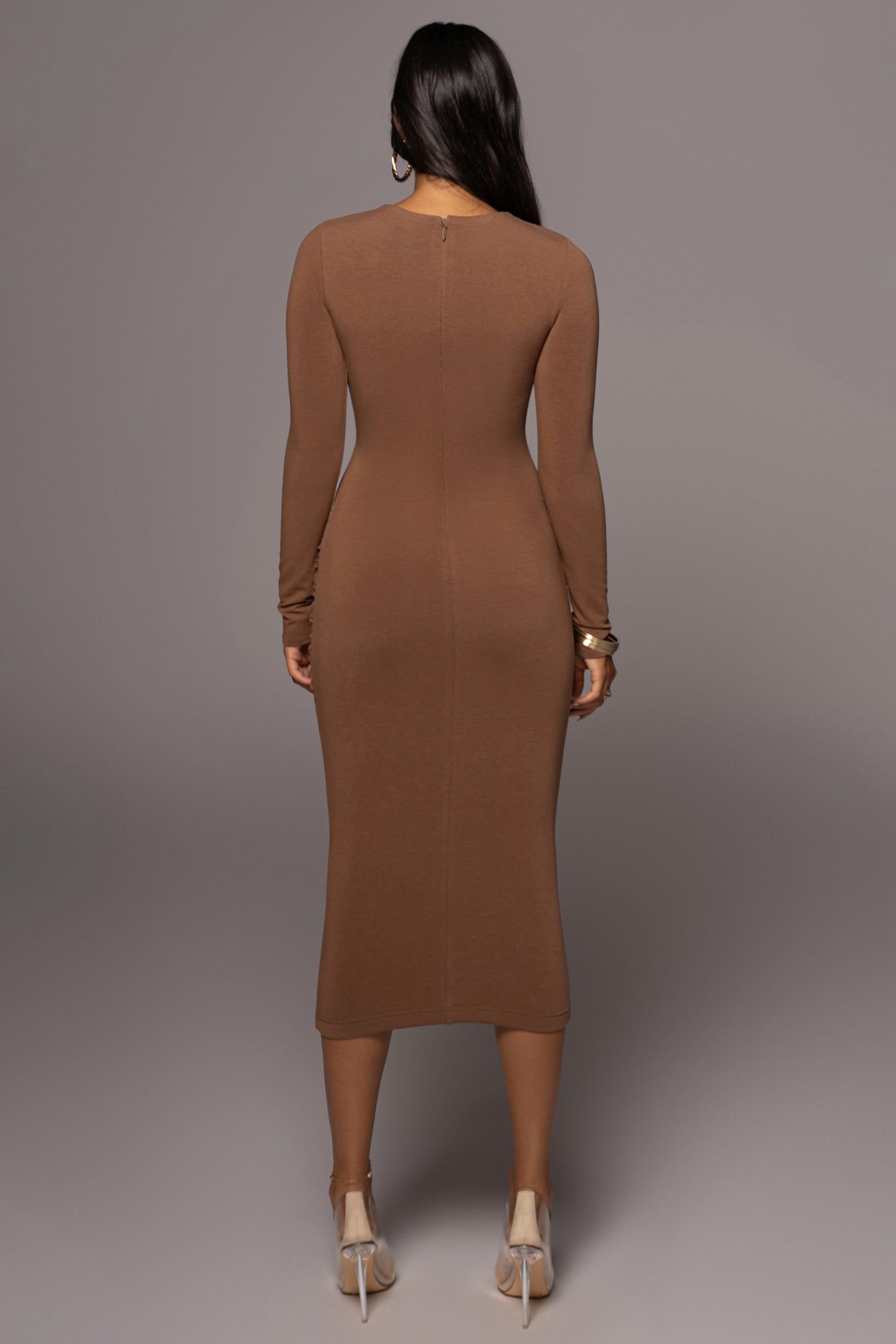 Jluxbasix Pecan Modern Lovers Midi Dress sold by JLUXLABEL product image thumbnail 11
