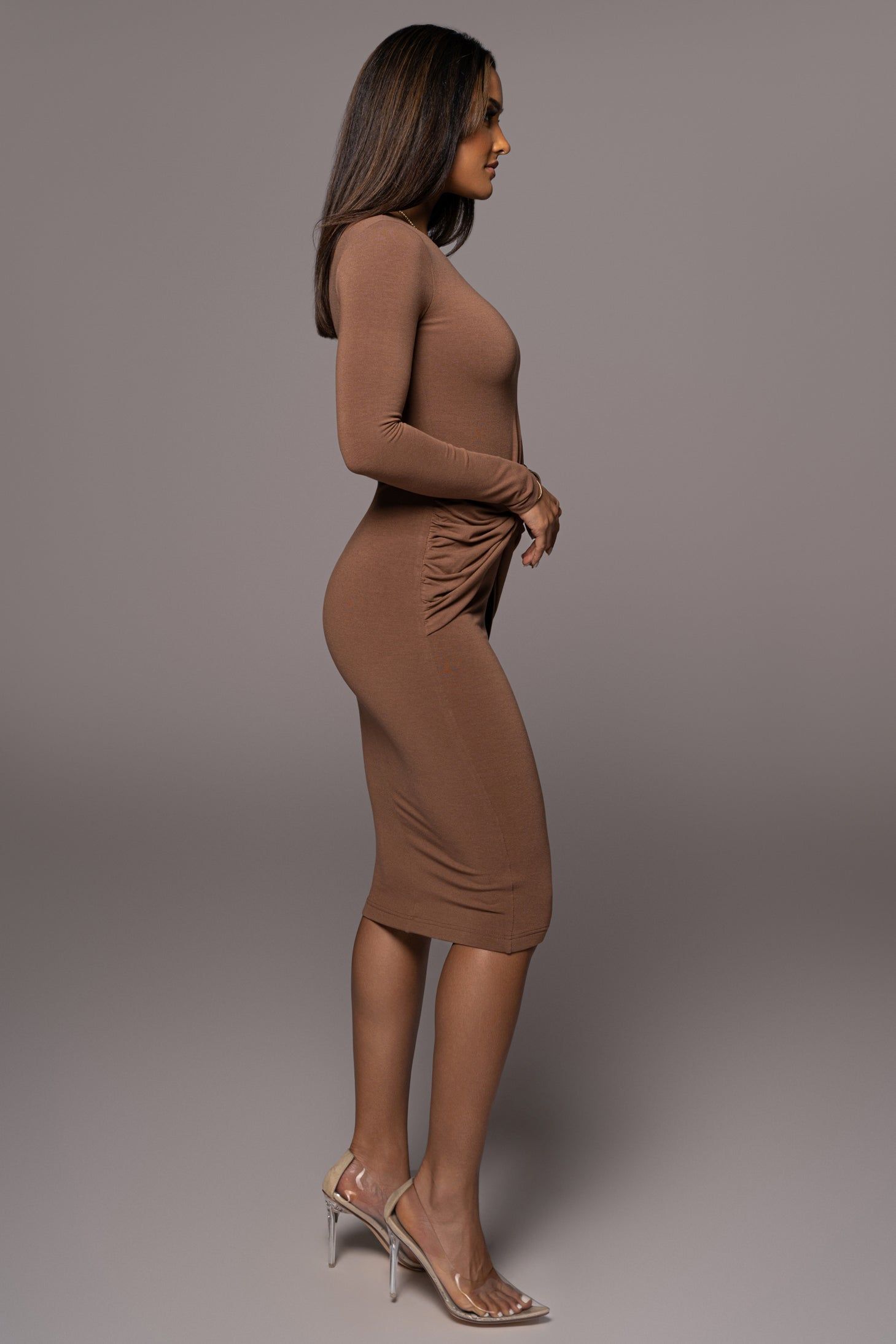 Jluxbasix Pecan Modern Lovers Midi Dress sold by JLUXLABEL product image thumbnail 8