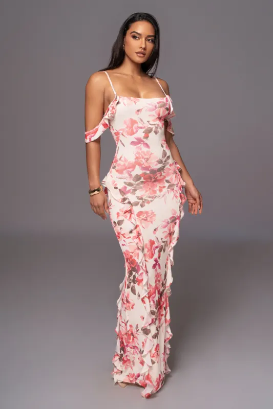 Ivory Floral Maude Maxi Dress sold by JLUXLABEL