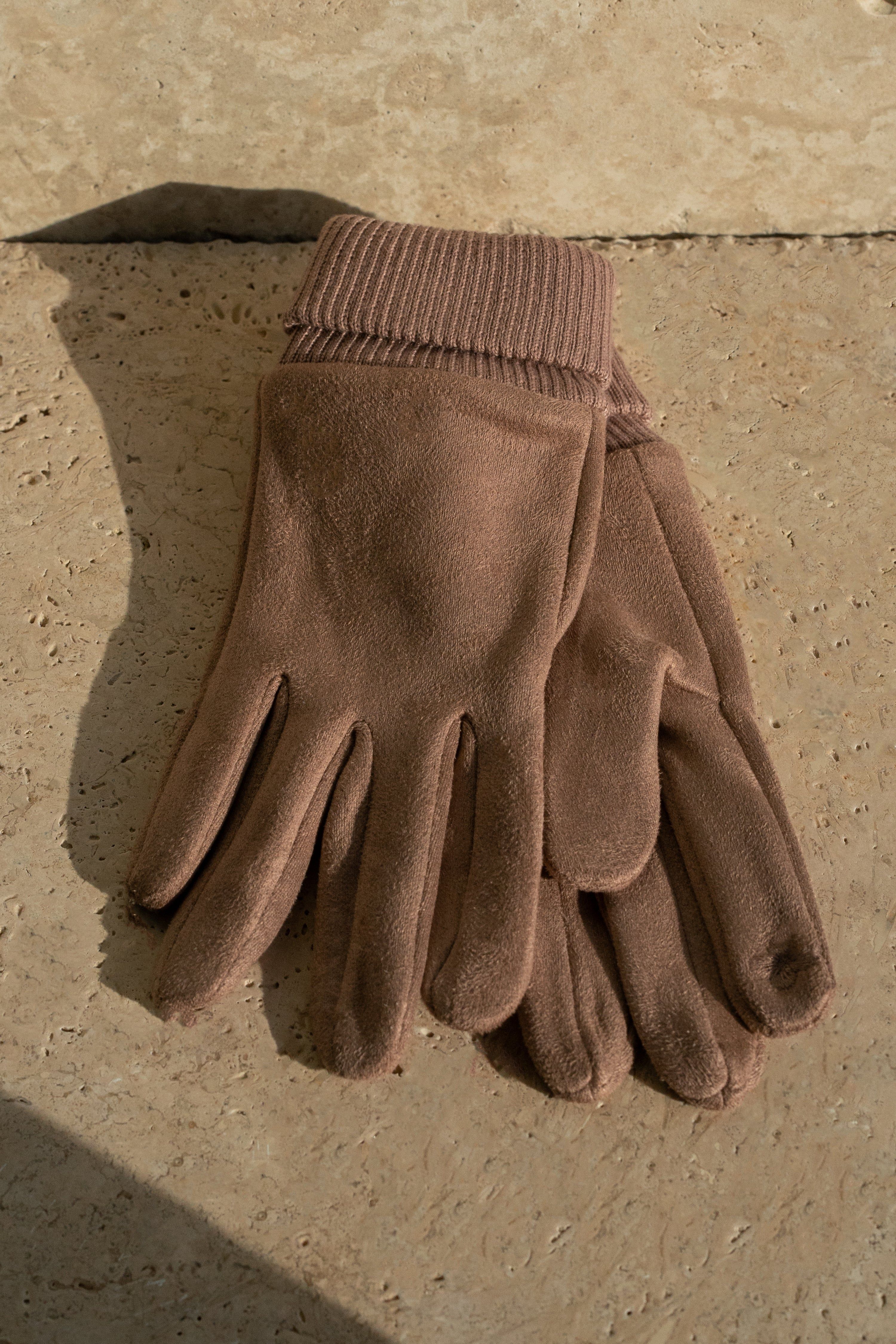 Brown Amour Ribbed Gloves sold by JLUXLABEL