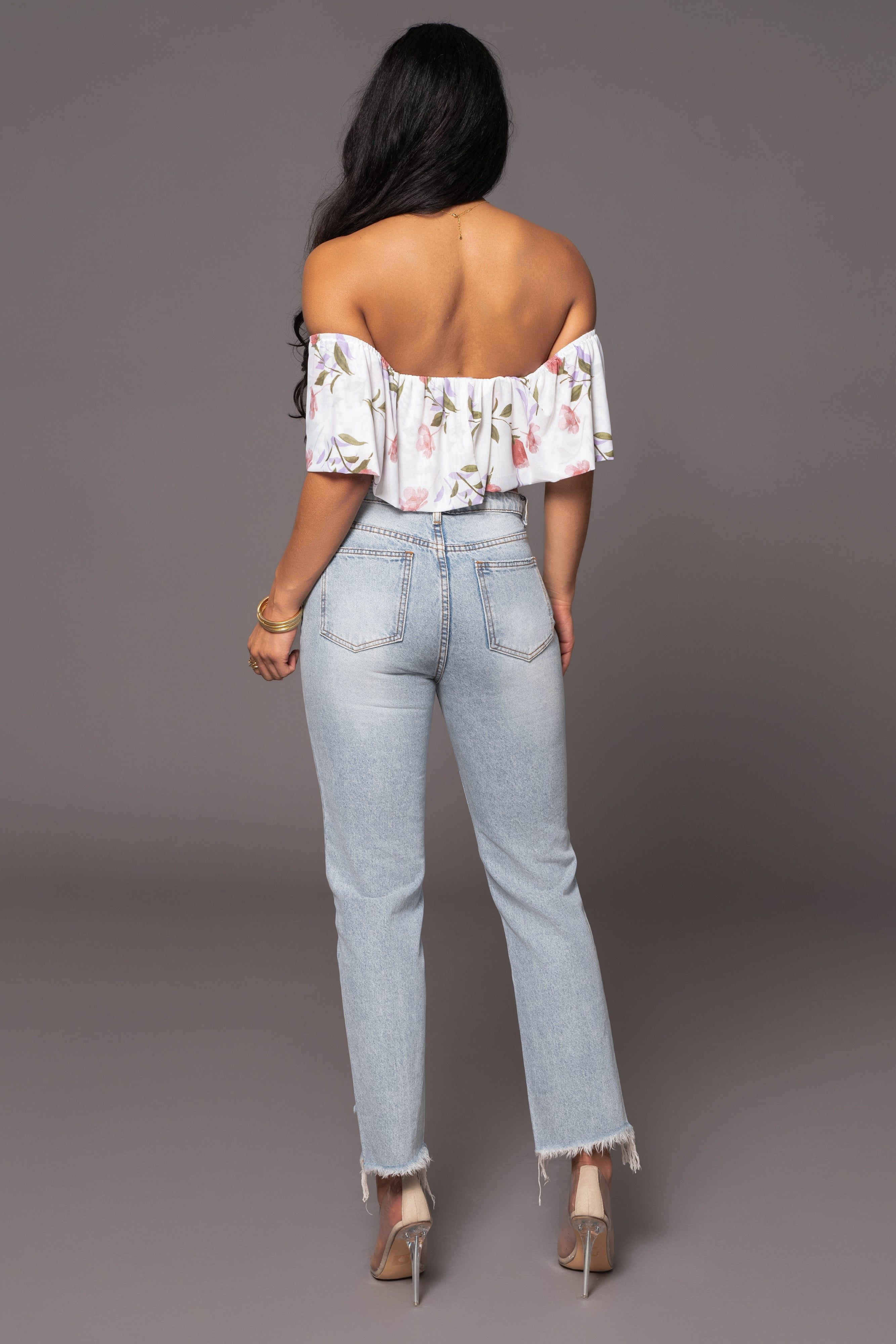 Ivory Floral Garden Party Crop Top sold by JLUXLABEL product image thumbnail 15