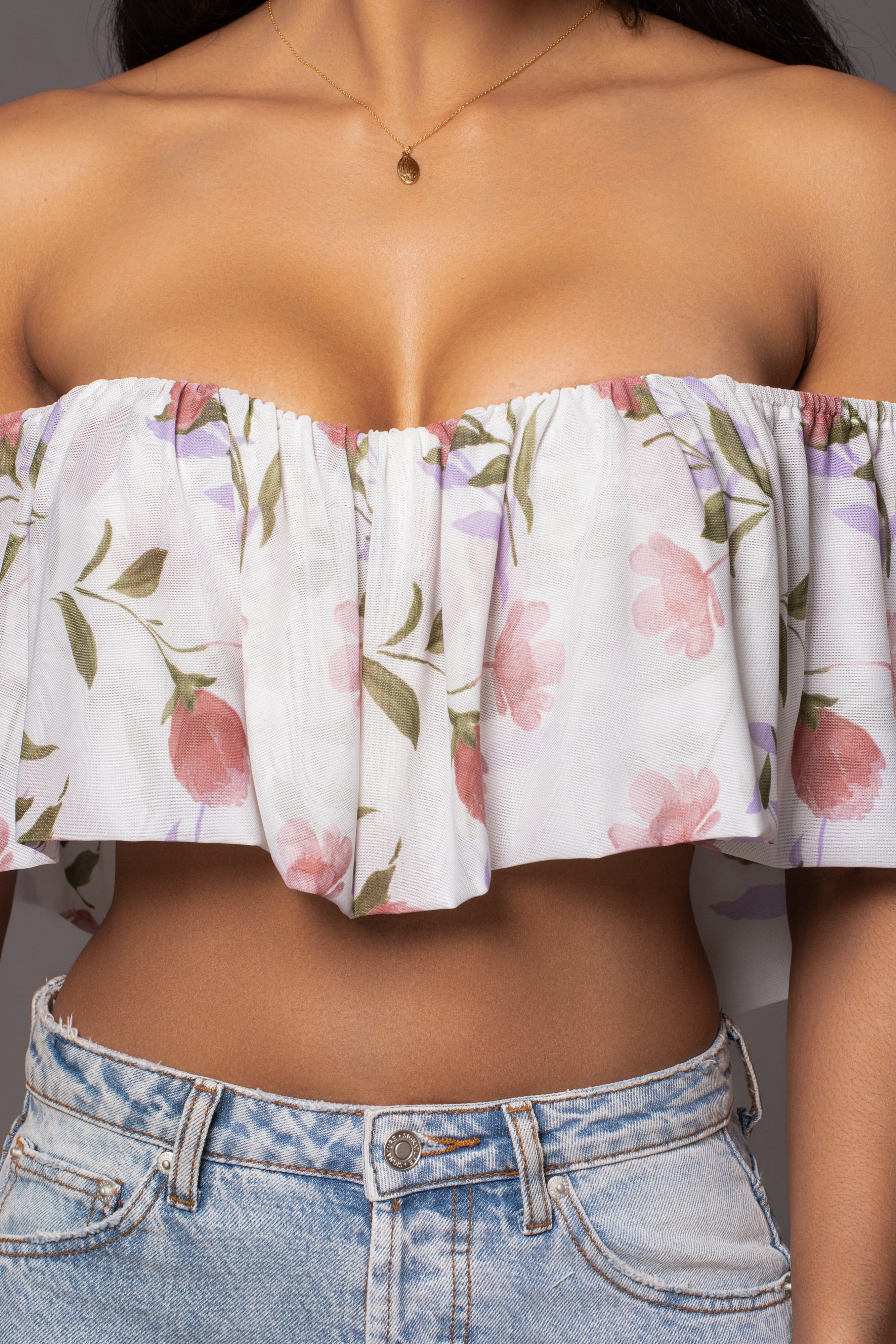 Ivory Floral Garden Party Crop Top sold by JLUXLABEL product image thumbnail 16