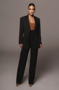 Black Safiya Wide Leg Pants sold by JLUXLABEL