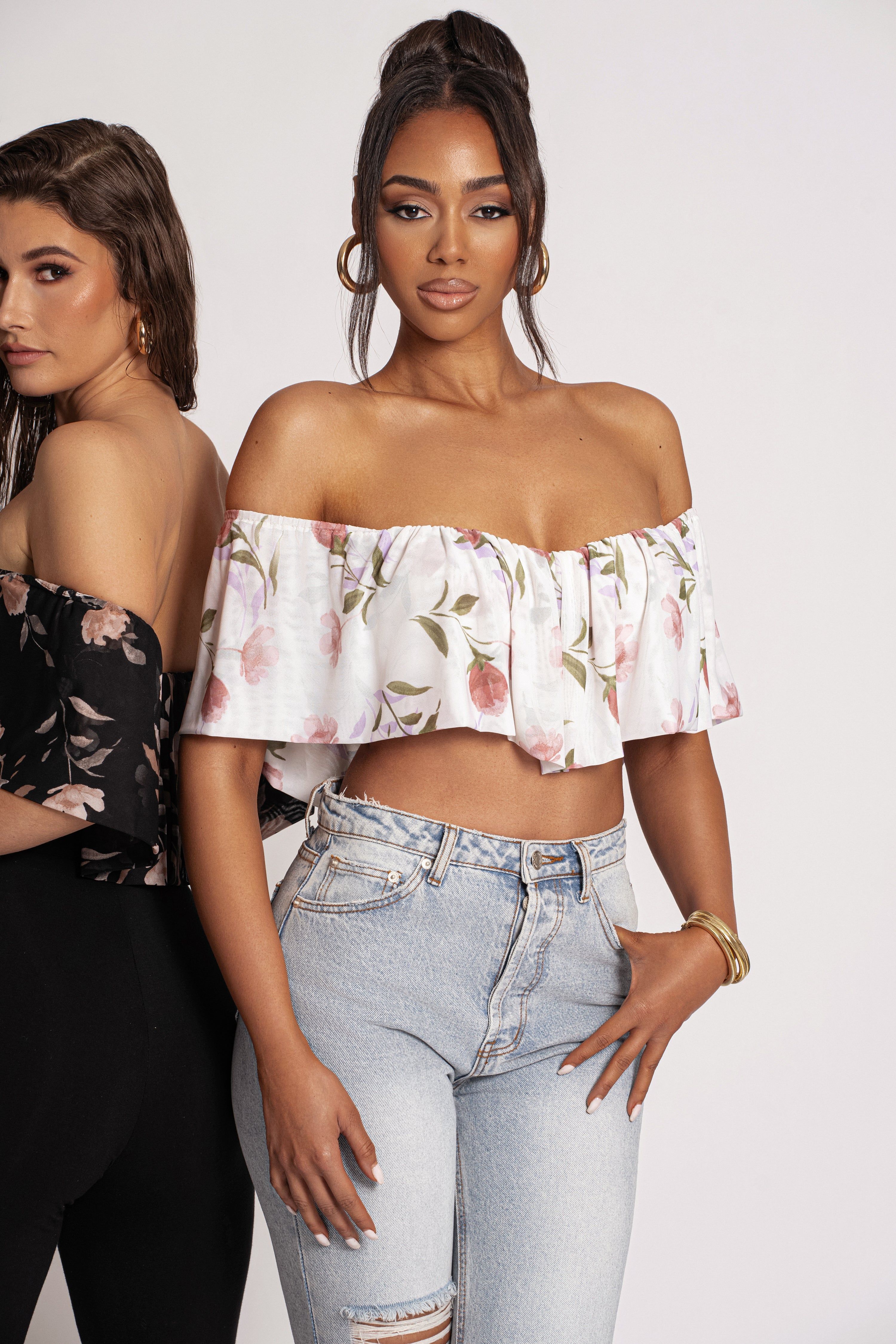 Ivory Floral Garden Party Crop Top sold by JLUXLABEL product image thumbnail 10