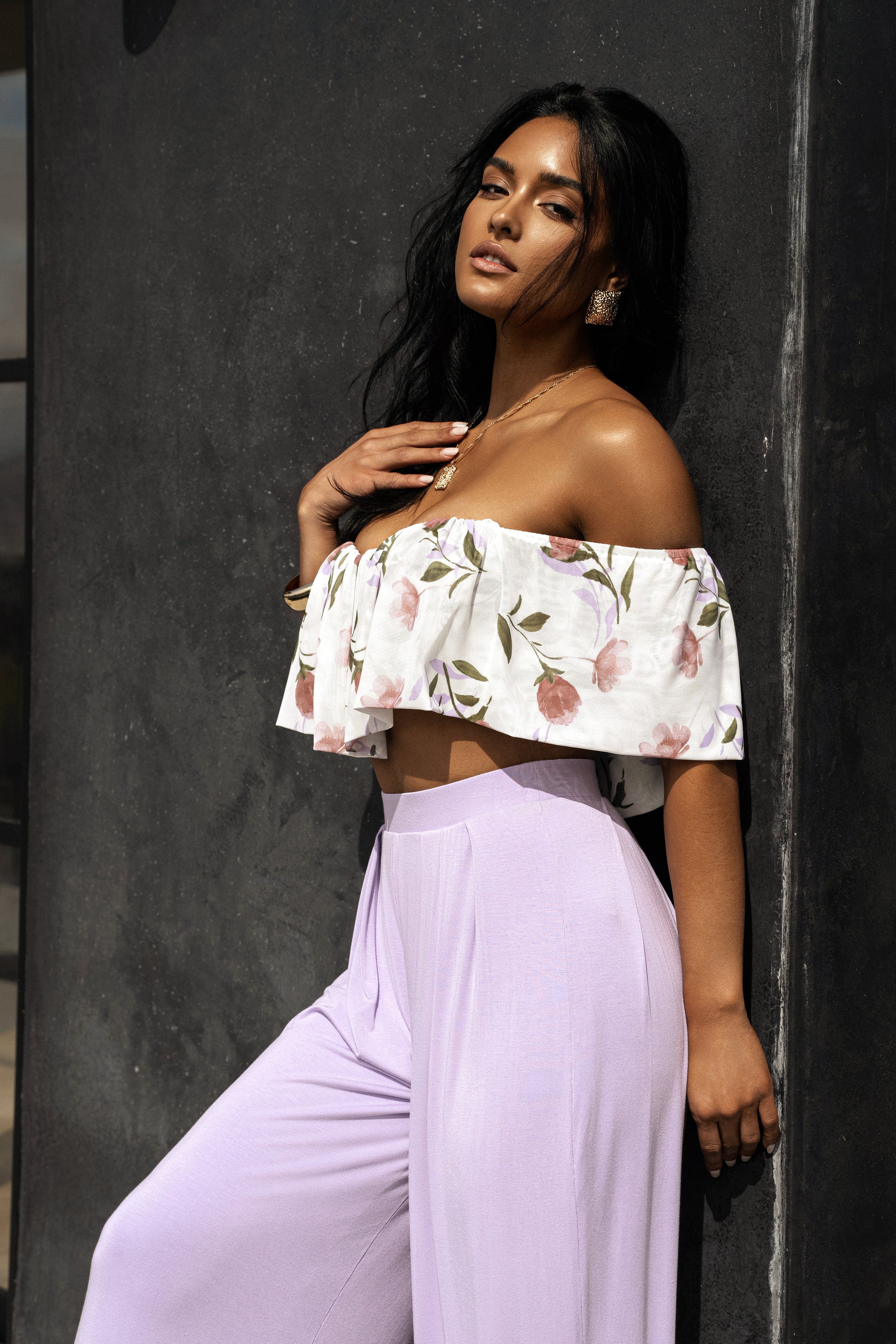 Ivory Floral Garden Party Crop Top sold by JLUXLABEL product image thumbnail 3