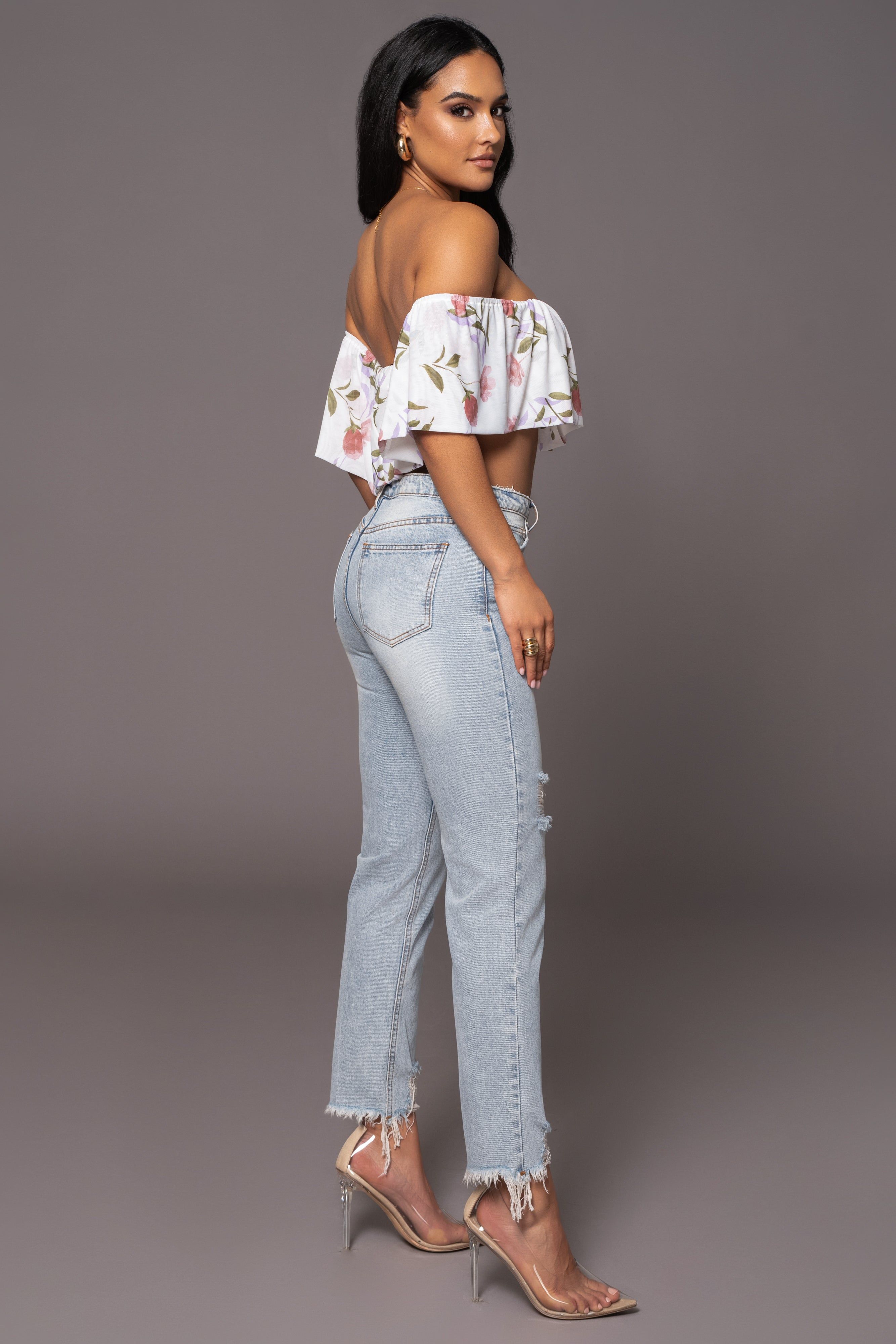 Ivory Floral Garden Party Crop Top sold by JLUXLABEL product image thumbnail 14